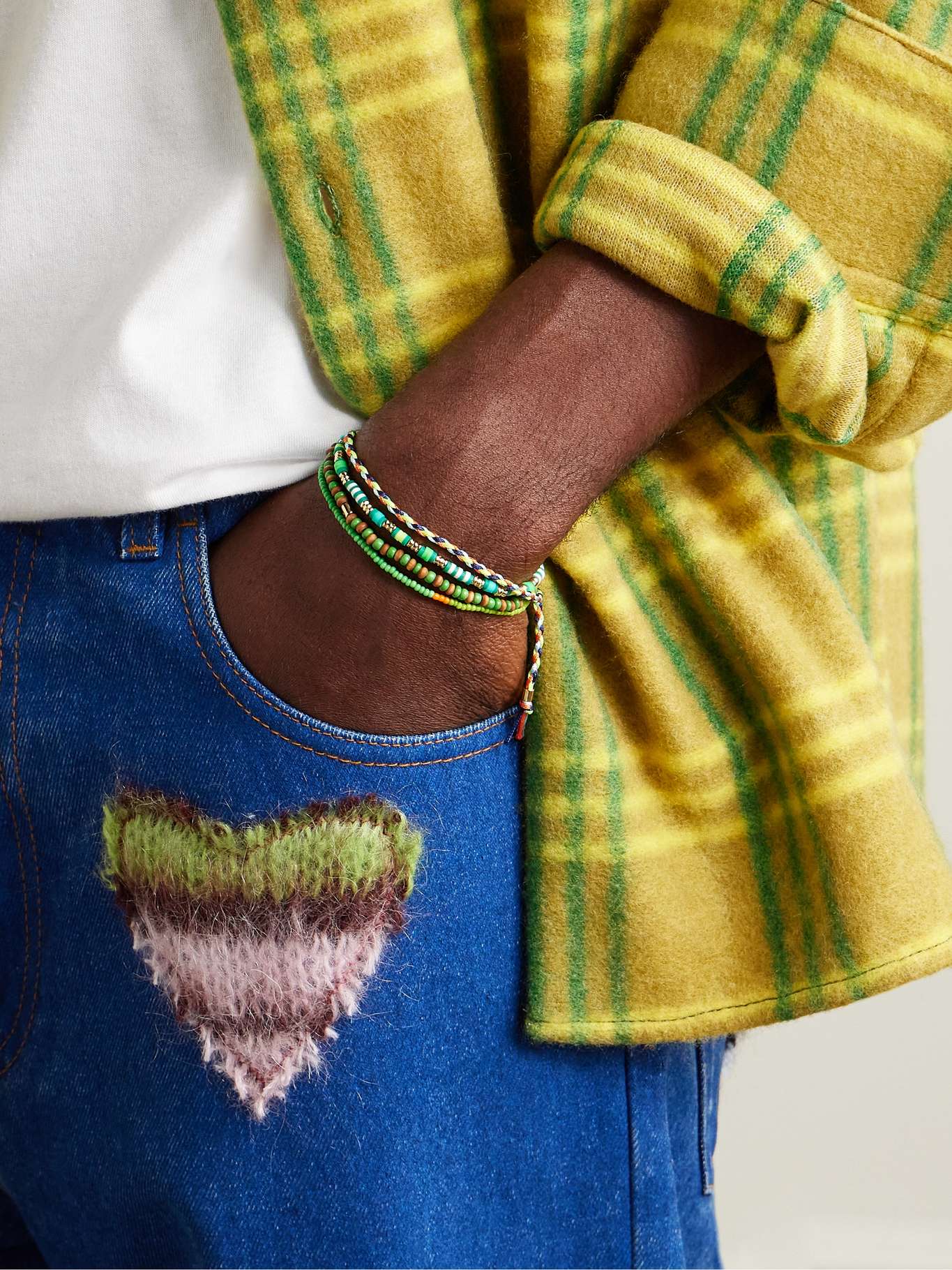 ROXANNE ASSOULIN Bunch Set of Four Cord, Enamel, Wood and GoldTone