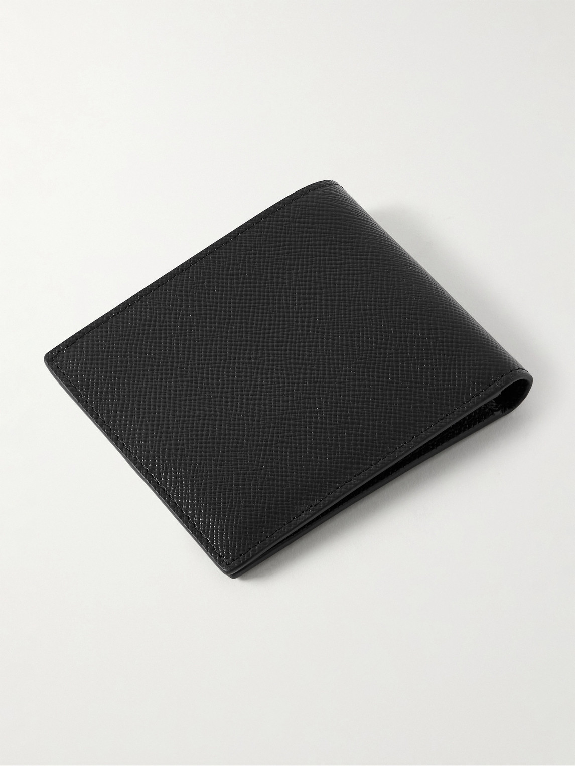 Shop Serapian Evoluzione Logo-appliquéd Cross-grain Leather Billfold Wallet In Black