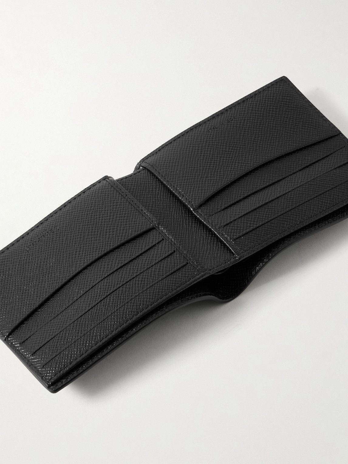 Shop Serapian Evoluzione Logo-appliquéd Cross-grain Leather Billfold Wallet In Black