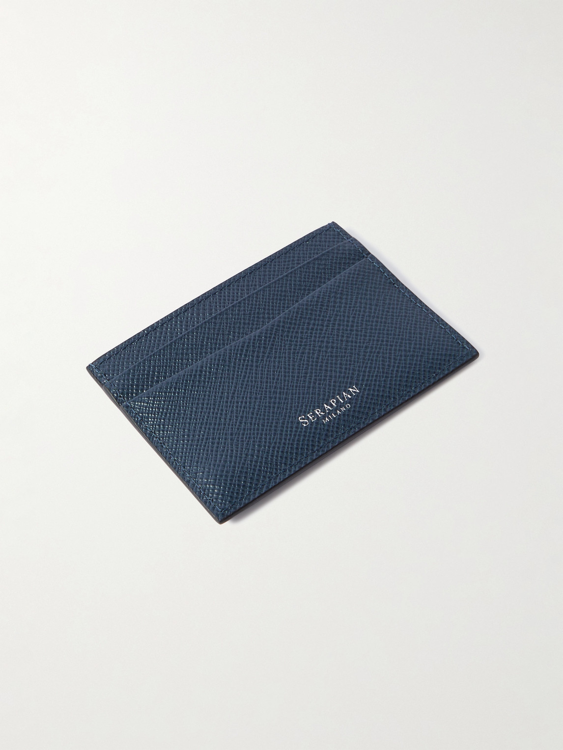Shop Serapian Evoluzione Logo-appliquéd Full-grain Leather Cardholder In Blue