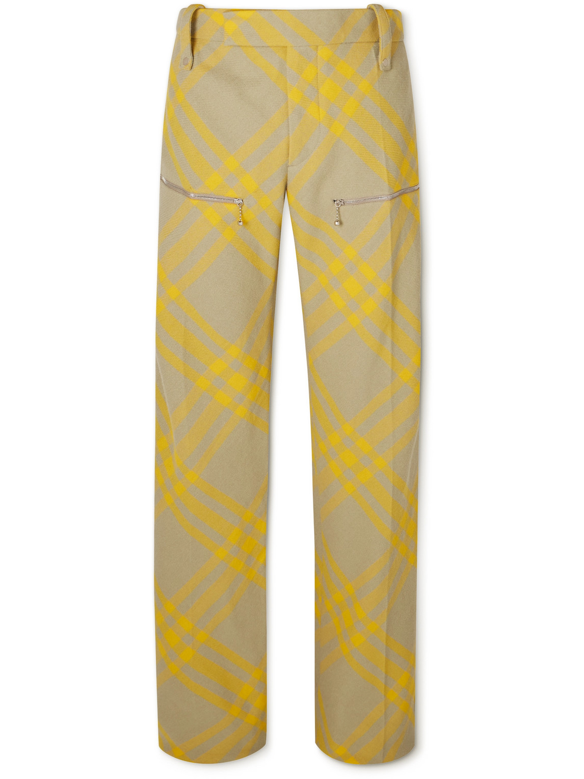 Burberry Checked Straight-leg Trousers In Yellow