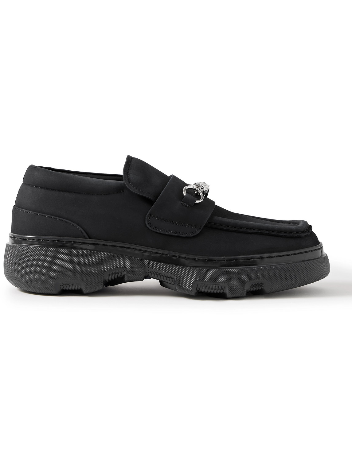 Burberry Nubuck Creeper Clamp Loafers In Black