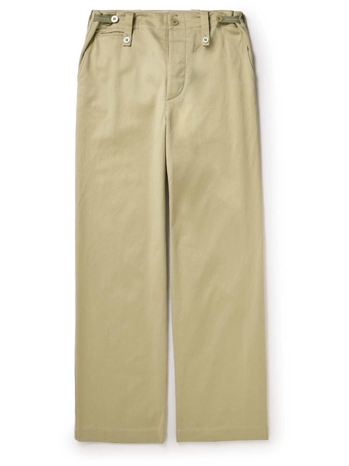 Shop Burberry Wide-leg Cotton-twill Trousers In Neutrals