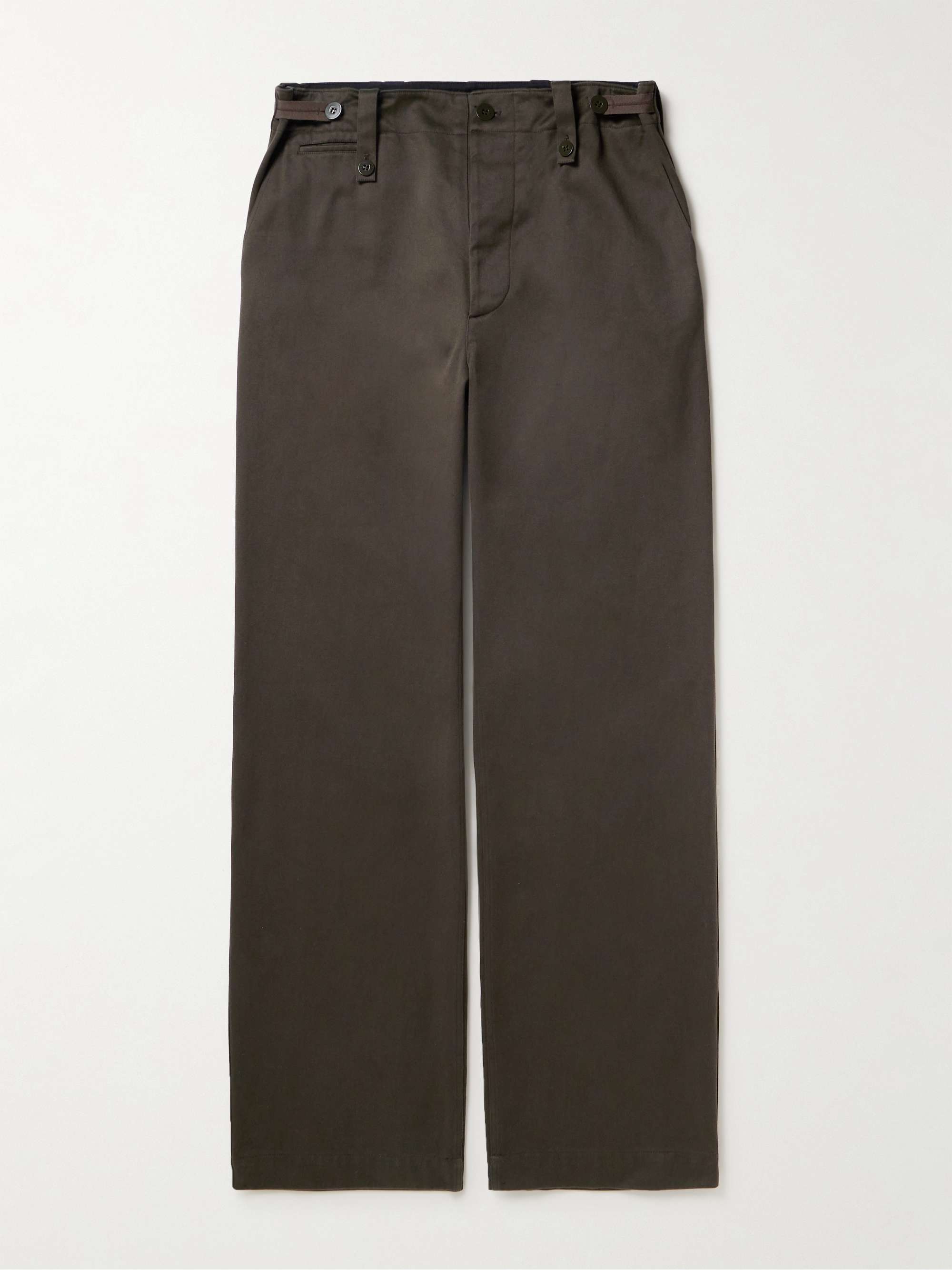 BURBERRY Wide-Leg Cotton-Twill Trousers for Men