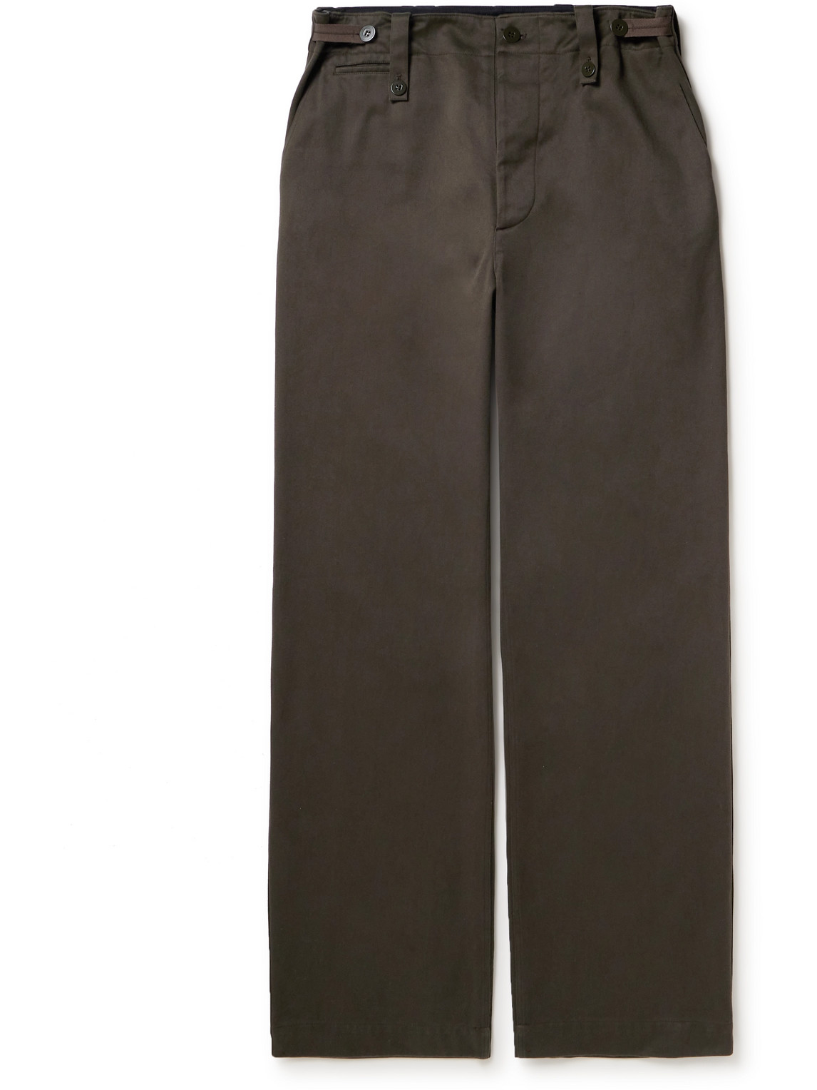 Shop Burberry Wide-leg Cotton-twill Trousers In Brown