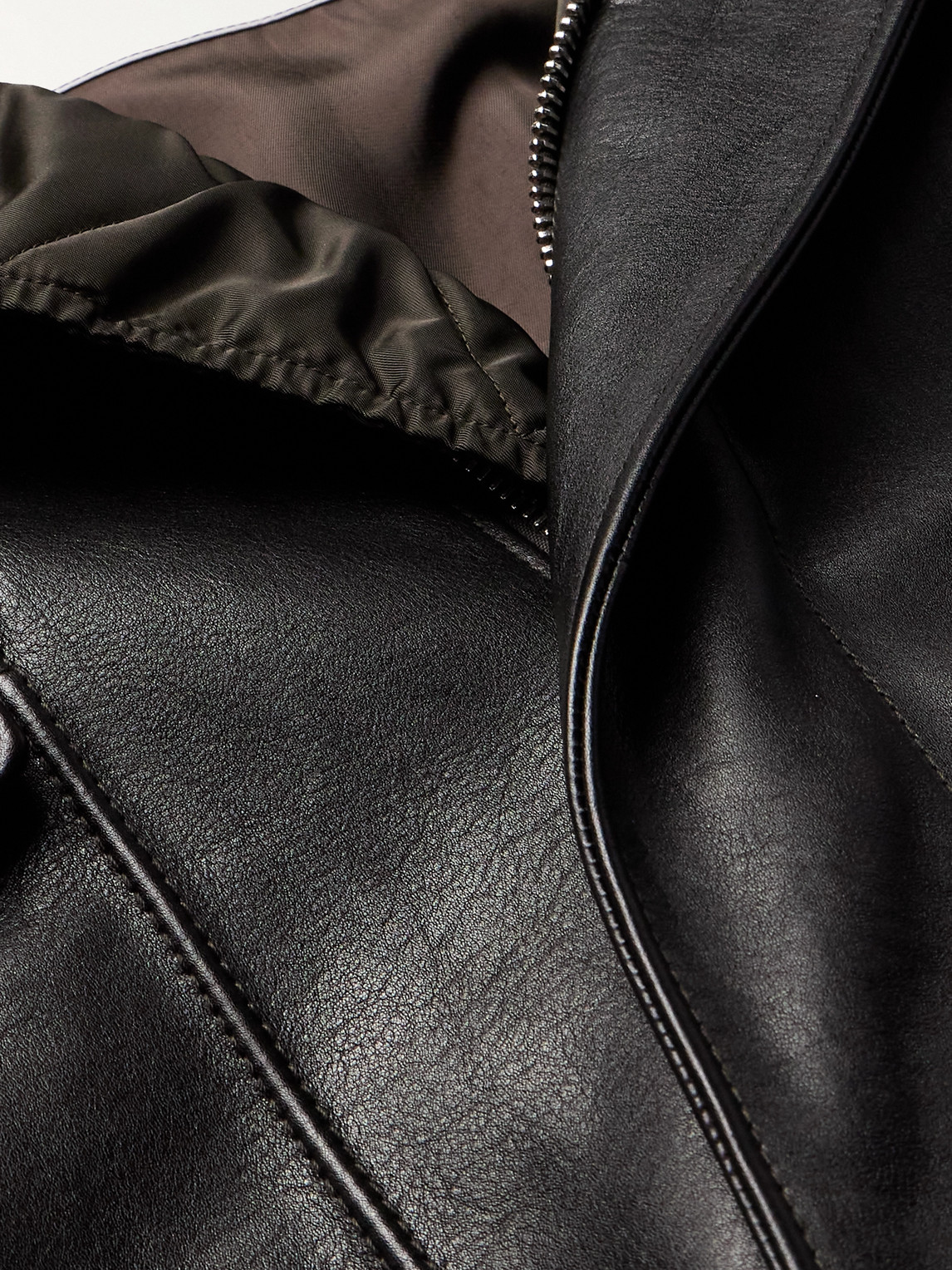 Shop Burberry Shearling-trimmed Full-grain Leather Bomber Jacket In Brown