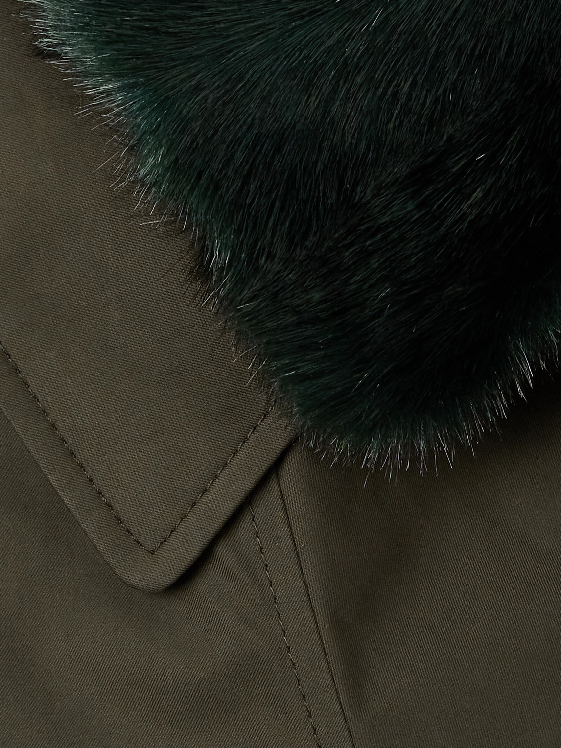 Shop Burberry Faux Fur-trimmed Belted Cotton-gabardine Car Coat In Green
