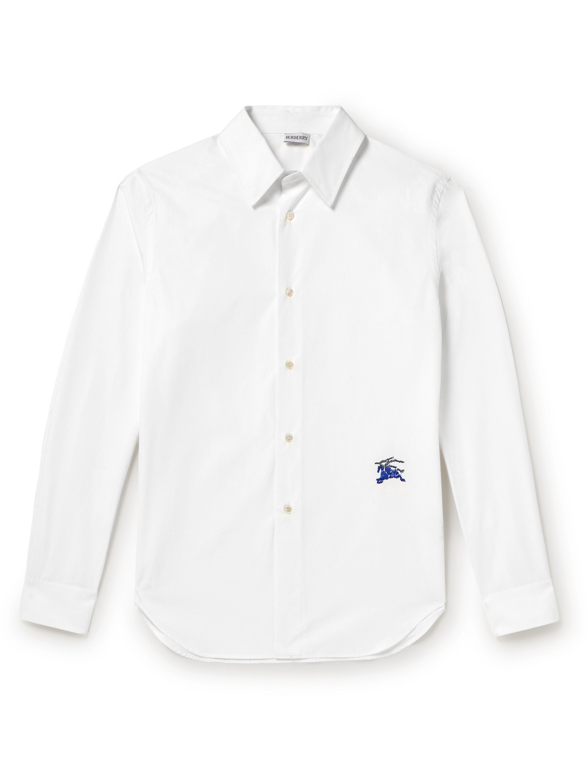 Burberry Logo-embroidered Cotton-poplin Shirt In White