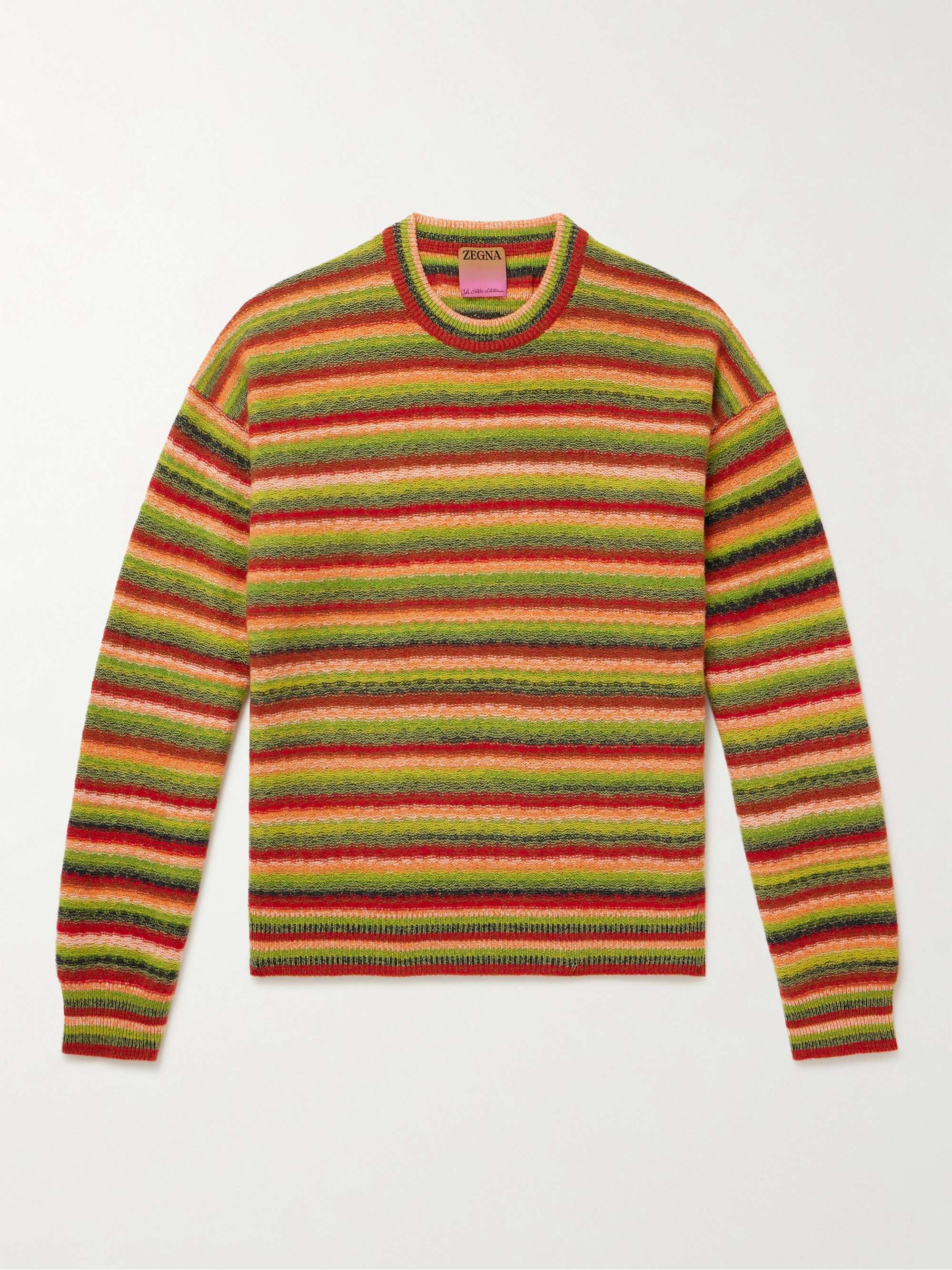 ZEGNA X THE ELDER STATESMAN Striped Oasi Cashmere and Wool-Blend ...