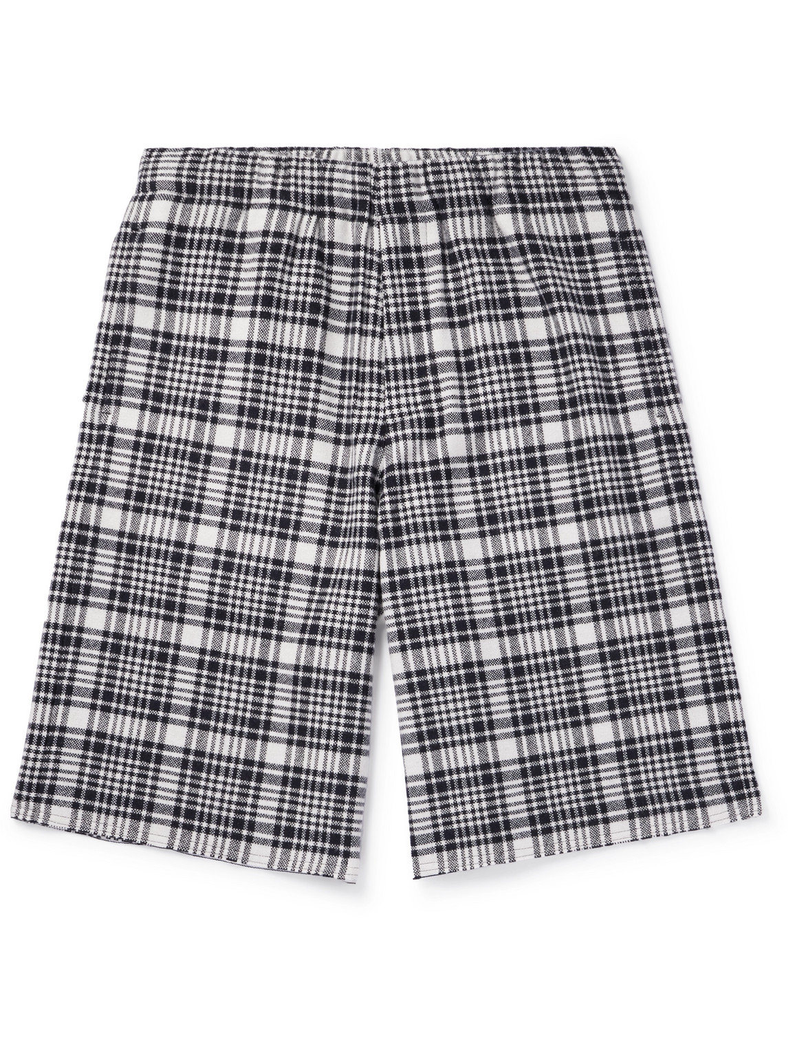 Shop Zegna X The Elder Statesman Straight-leg Checked Wool And Cashmere-blend Shorts In Blue