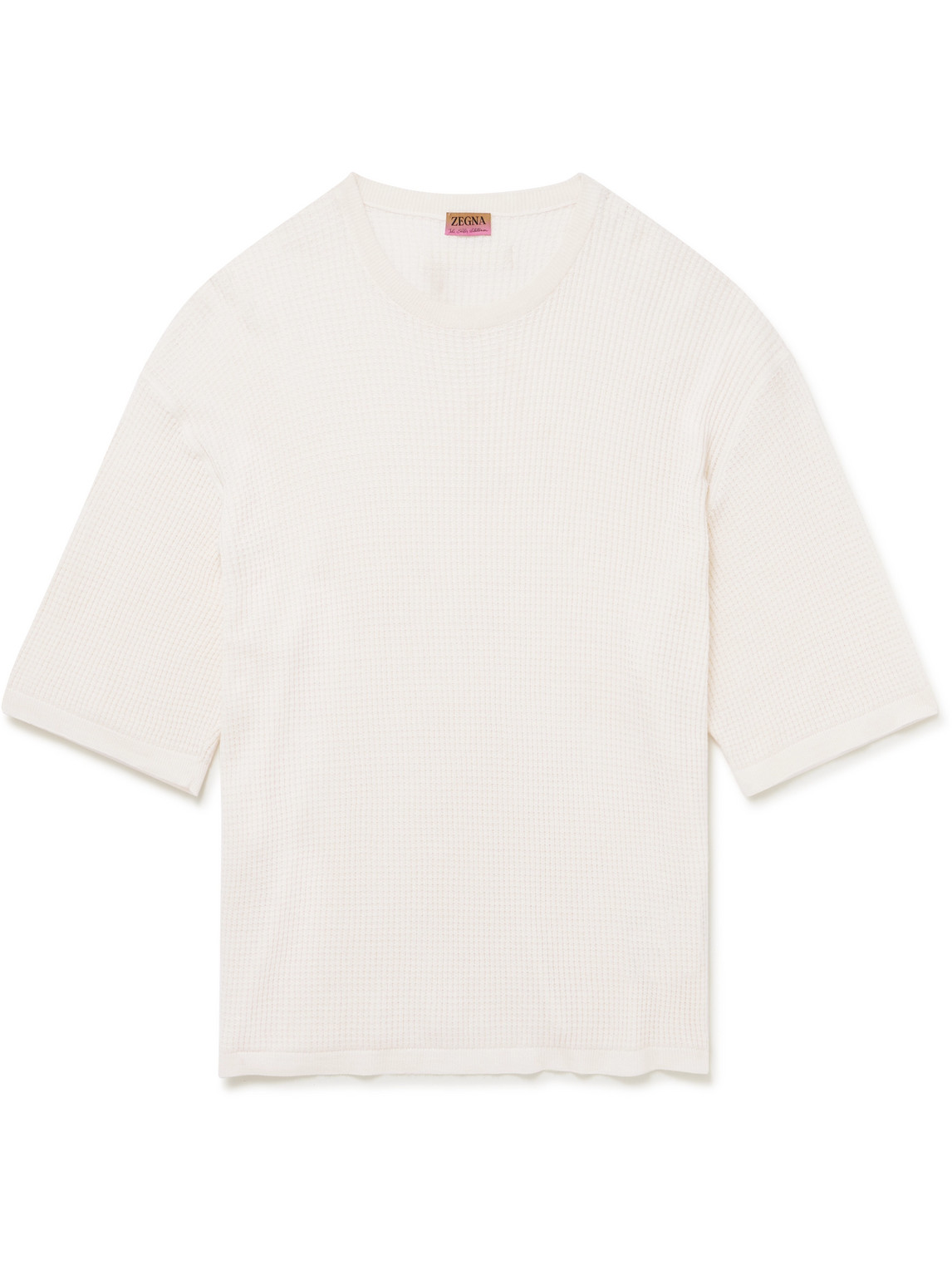 Zegna X The Elder Statesman Waffle-knit Cotton And Oasi Cashmere-blend T-shirt In White