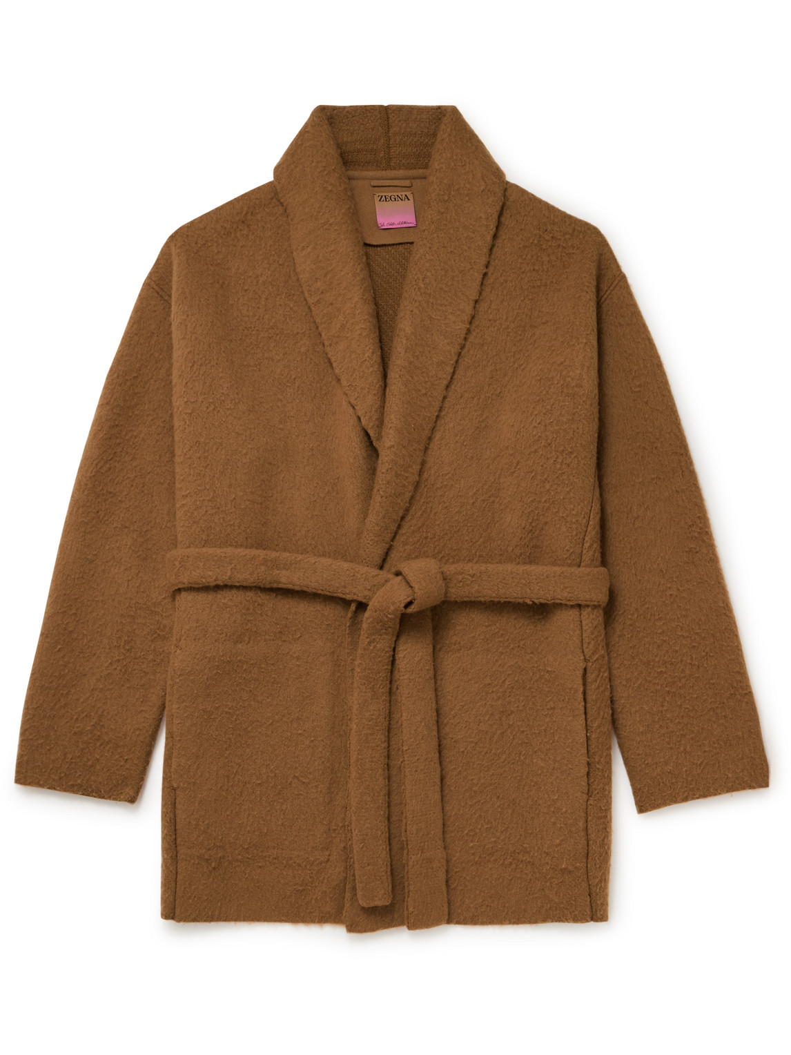 Shawl-Collar Belted Oasi Cashmere and Wool-Blend Cardigan