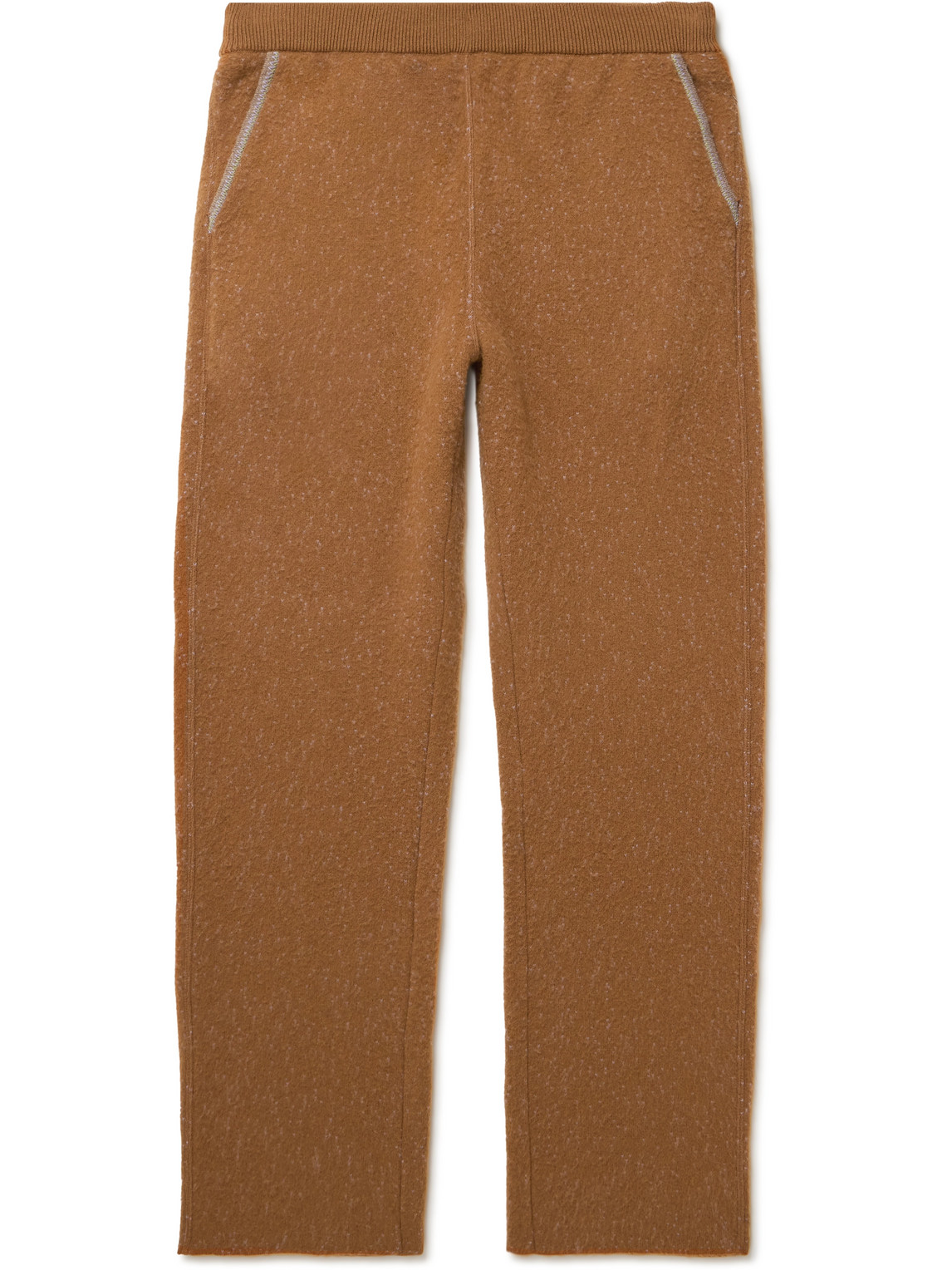 Zegna X The Elder Statesman Straight-leg Brushed Jacquard-knit Oasi Cashmere Trousers In Brown