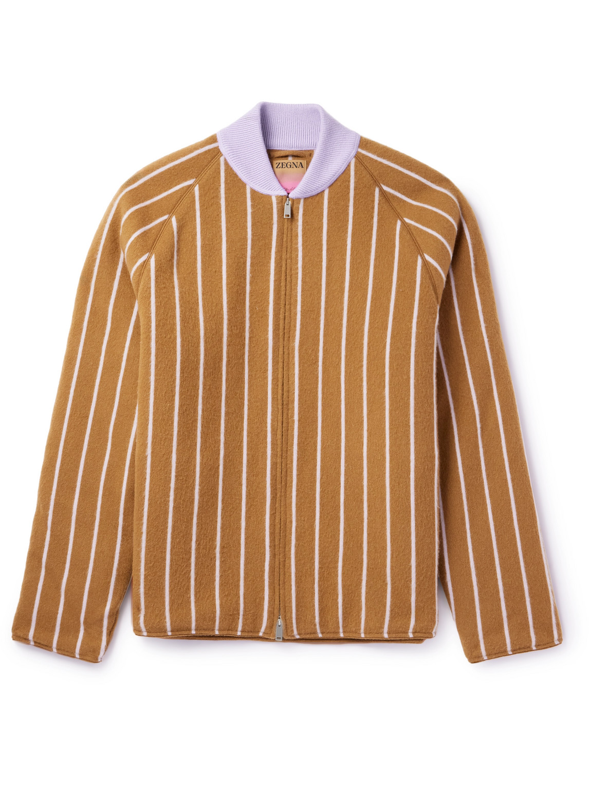 Striped Padded Brushed-Cashmere Jacket