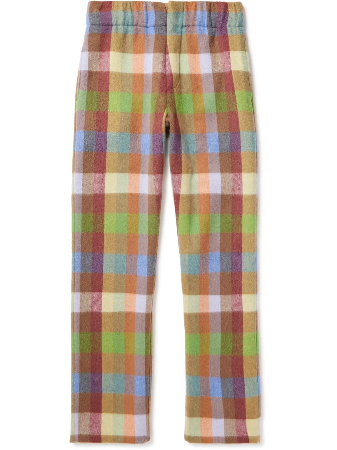Straight-Leg Checked Oasi Cashmere Trousers