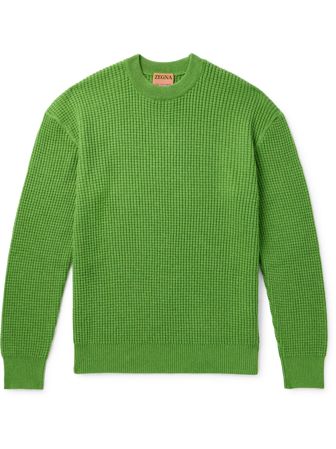 Zegna X The Elder Statesman Waffle-knit Oasi Cashmere Sweater In Green