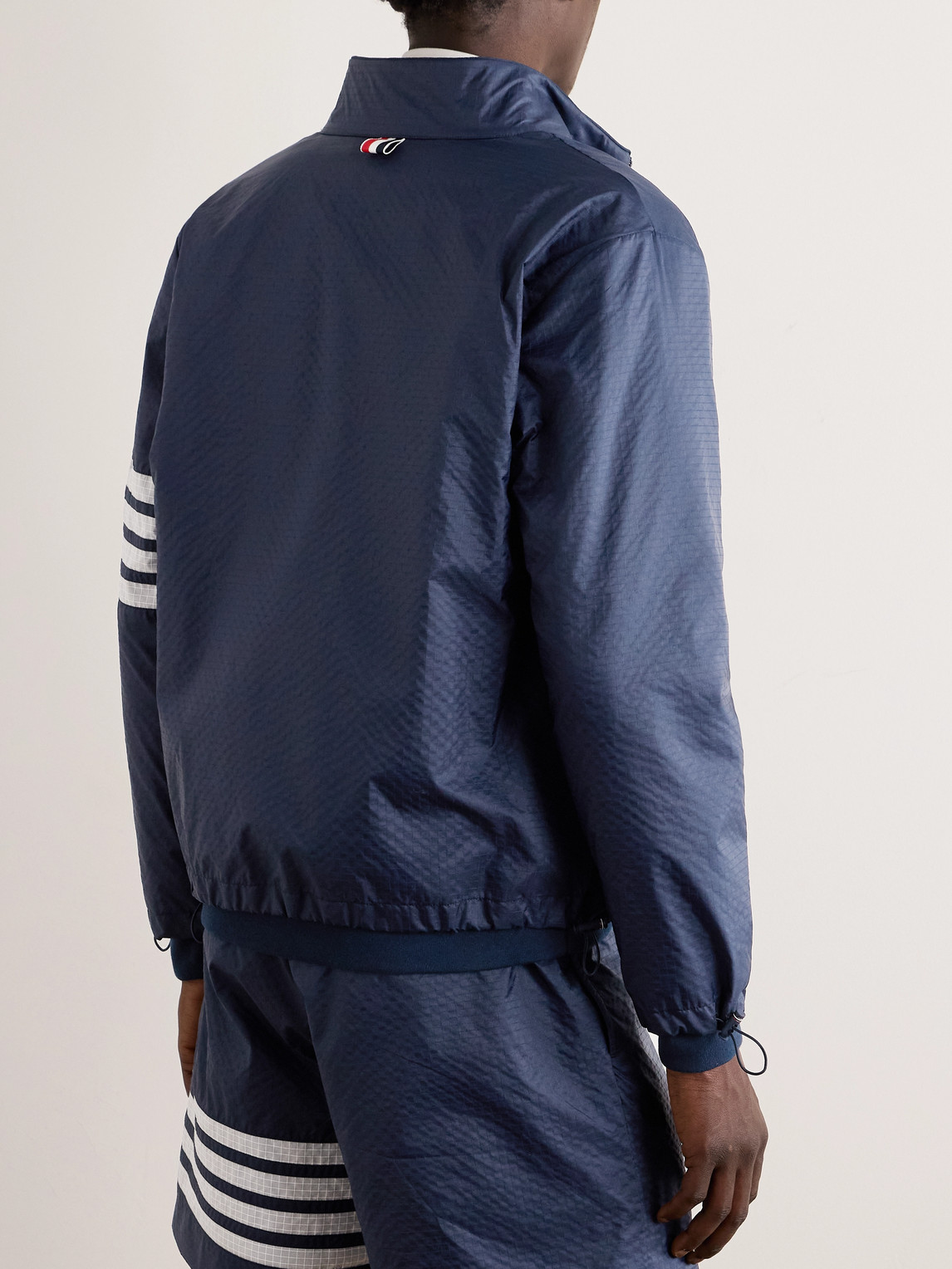 Shop Thom Browne Striped Ripstop Bomber Jacket In Blue