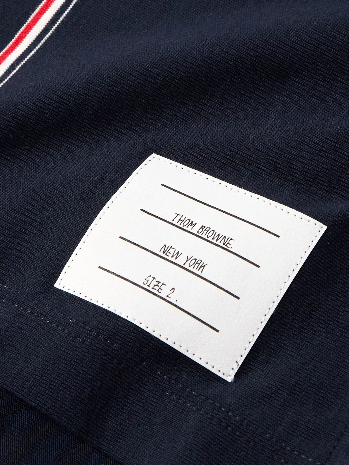 Shop Thom Browne Logo-appliquéd Striped Cotton-jersey T-shirt In Blue