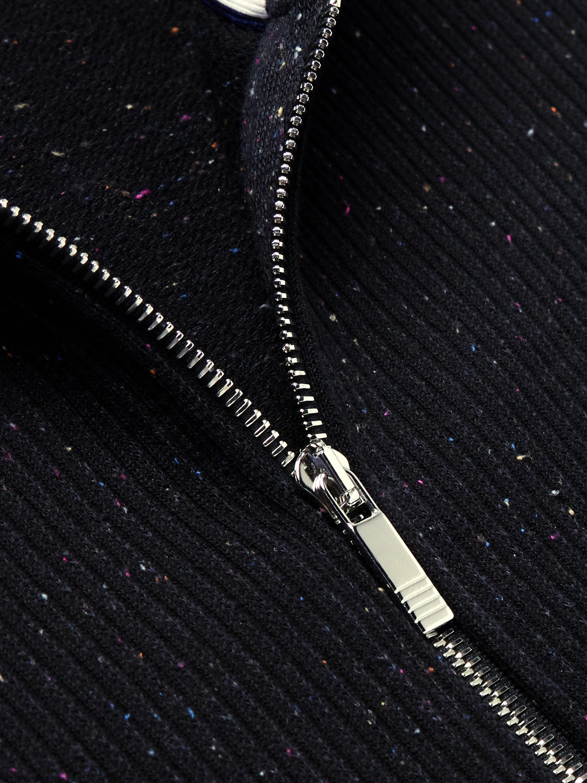 Shop Thom Browne Logo-appliquéd Ribbed Cotton And Silk-blend Zip-up Hoodie In Black