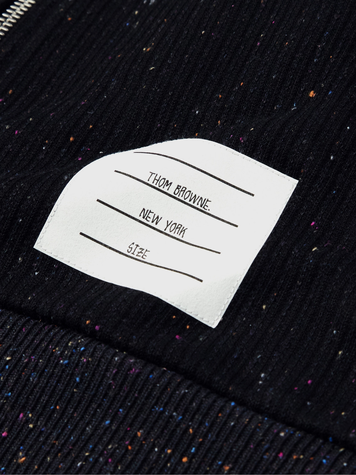 Shop Thom Browne Logo-appliquéd Ribbed Cotton And Silk-blend Zip-up Hoodie In Black