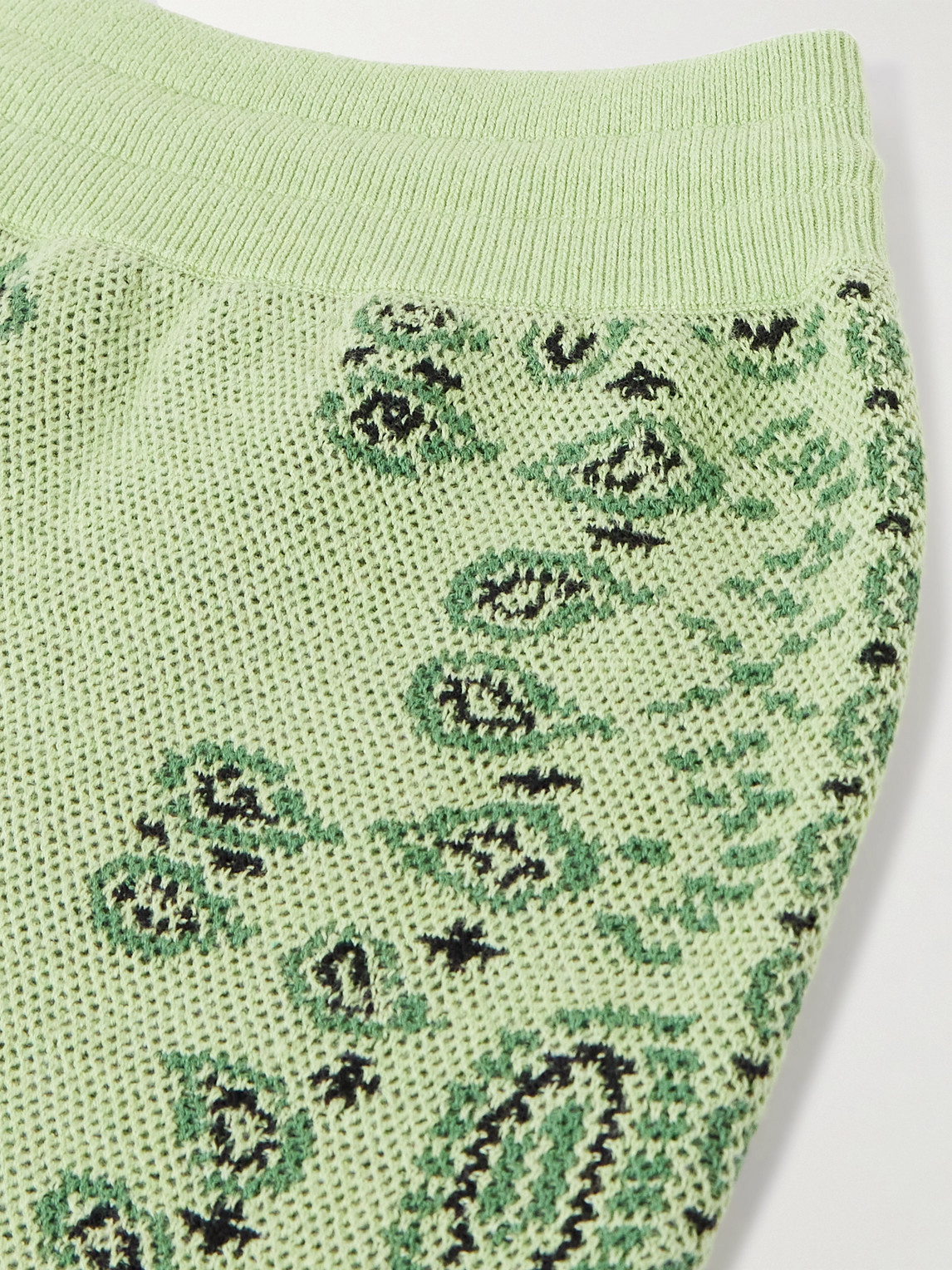 Shop Alanui Straight-leg Embroidered Cotton-piqué Drawstring Shorts In Green