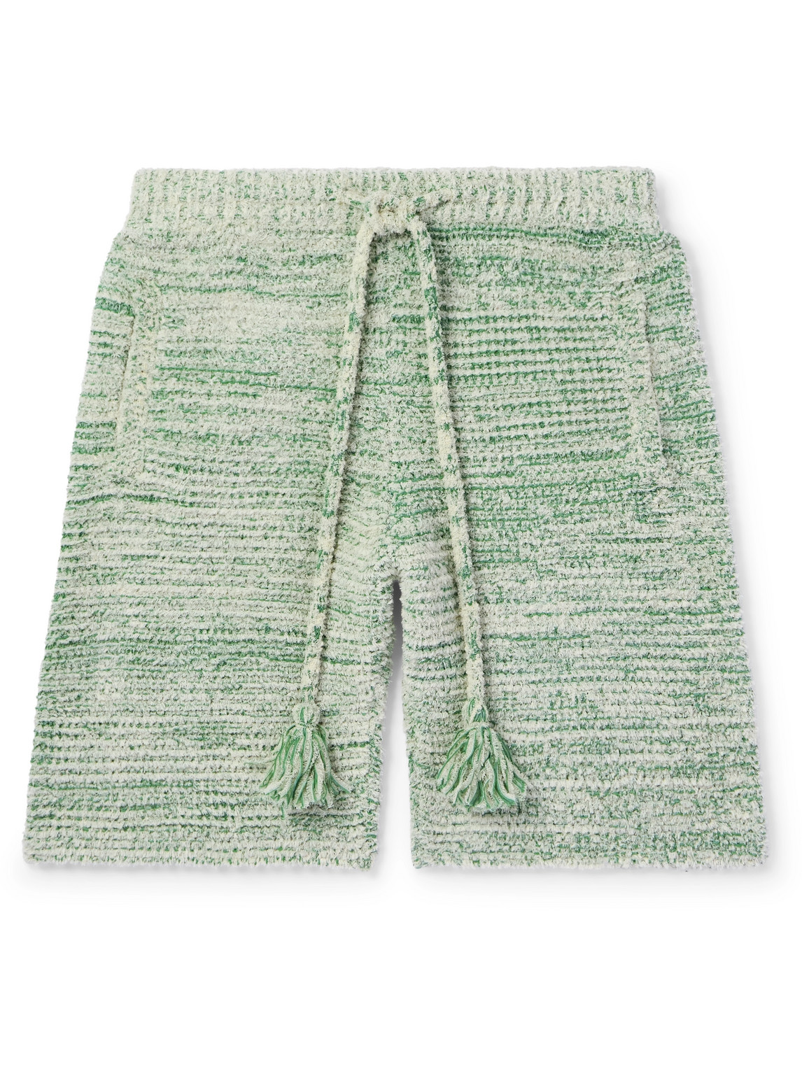 Alanui Bright Hues Straight-leg Cotton-blend Bouclé Bermuda Shorts In Green