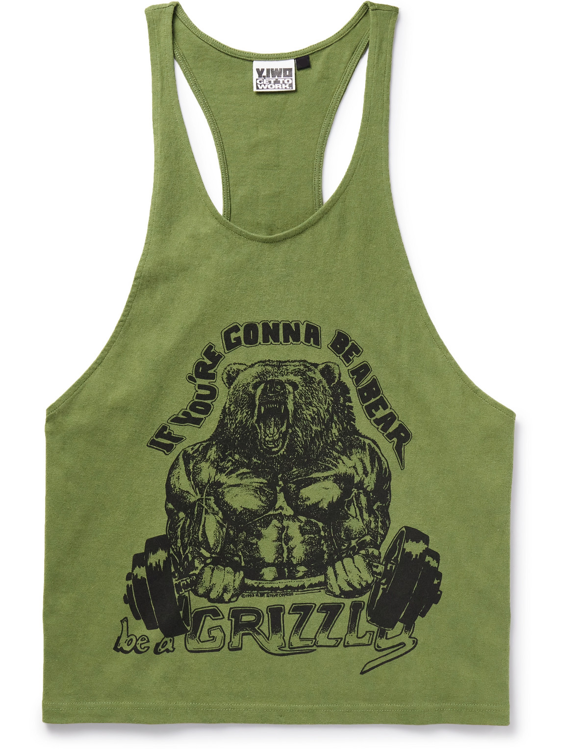 Y,iwo Strong Logo-print Cotton-jersey Tank Top In Green