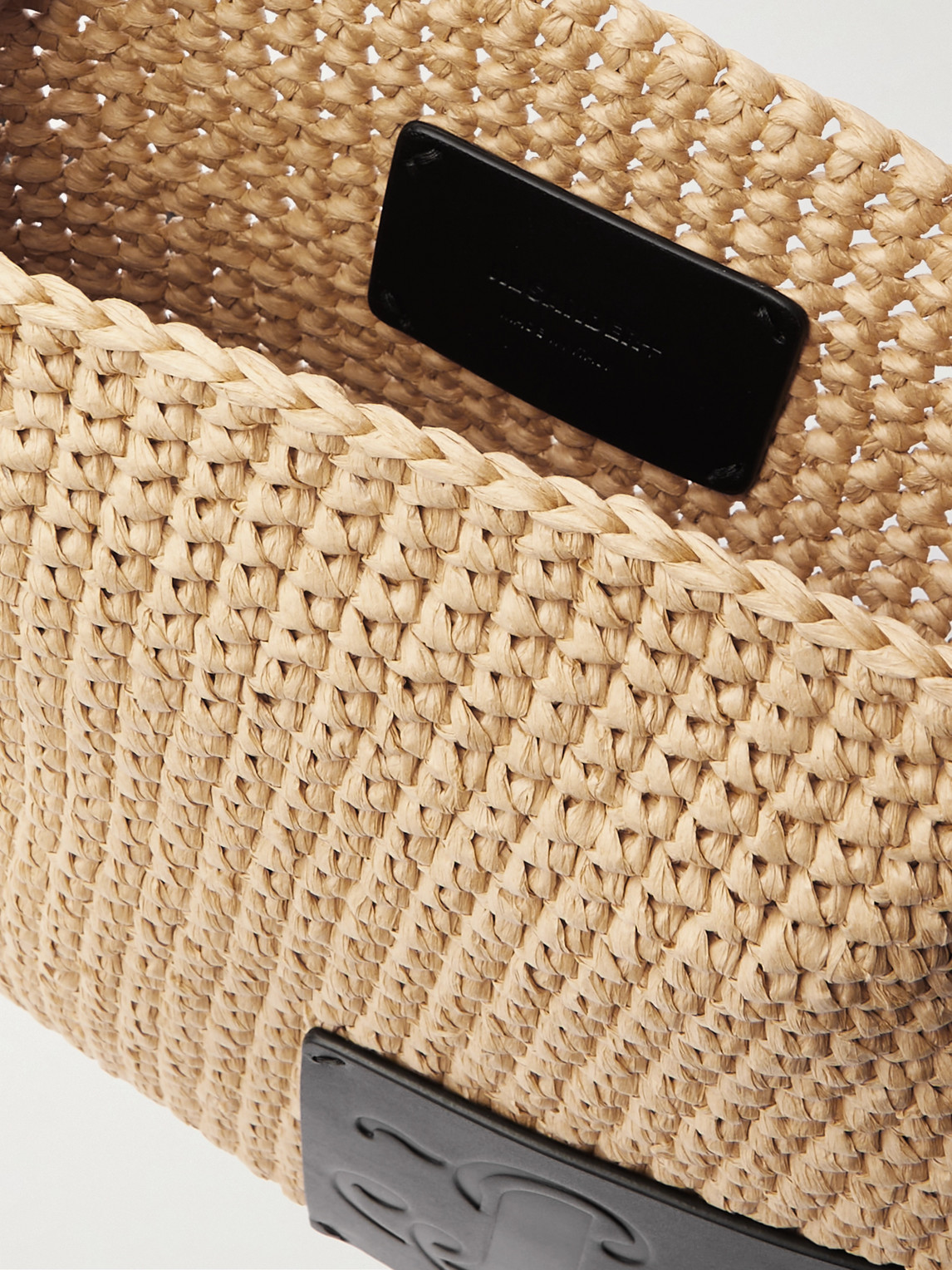 Shop Jil Sander Leather-trimmed Raffia Messenger Bag In Neutrals