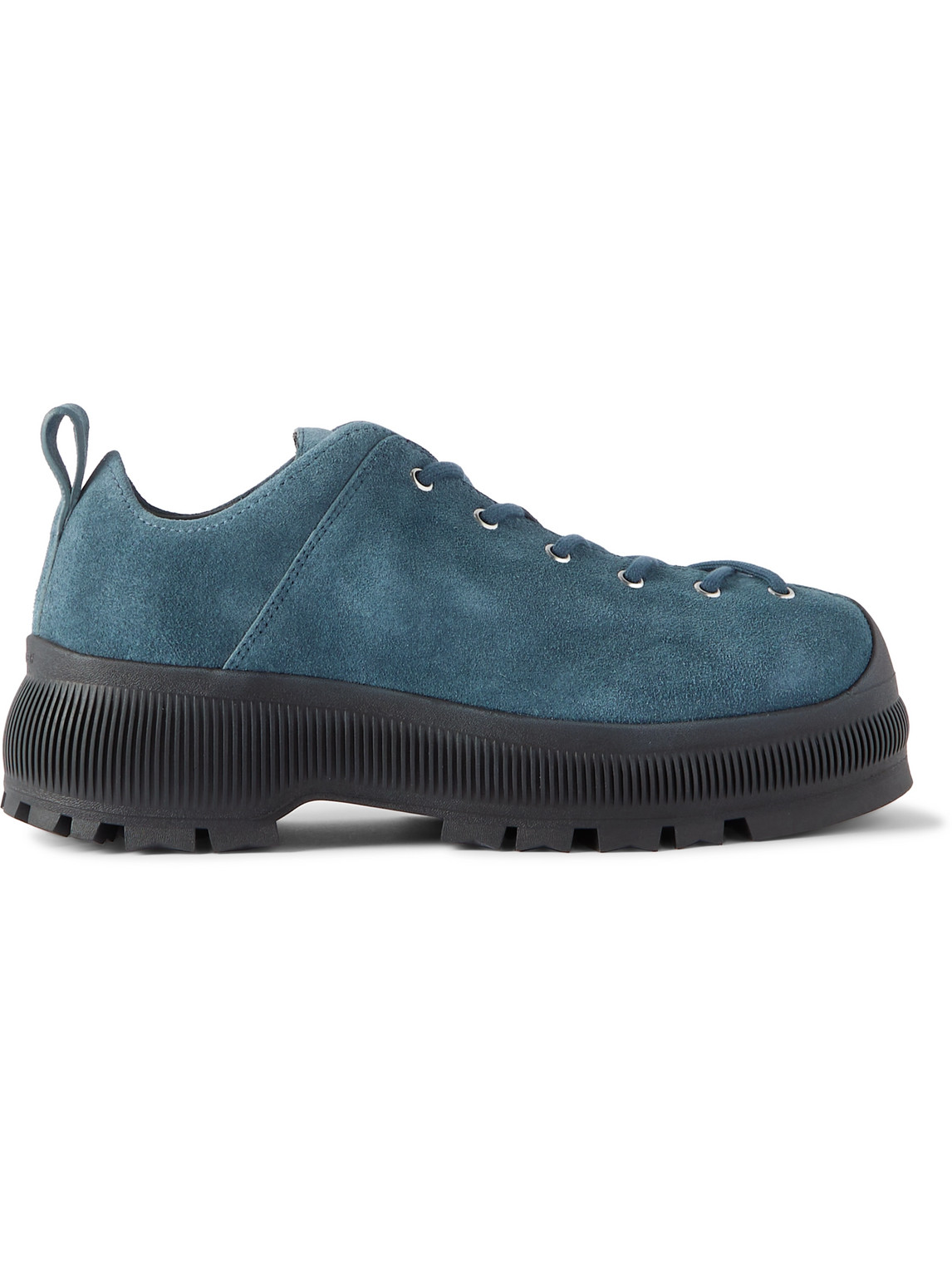 Jil Sander Blue Thick Suede Reverse Sneakers In Gray