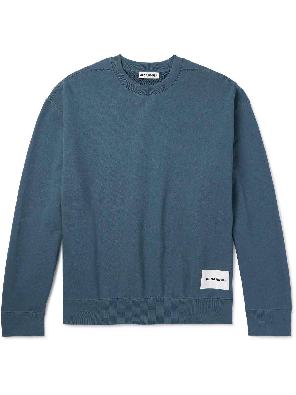 Jil Sander Logo-appliquéd Cotton-jersey Sweatshirt In Blue