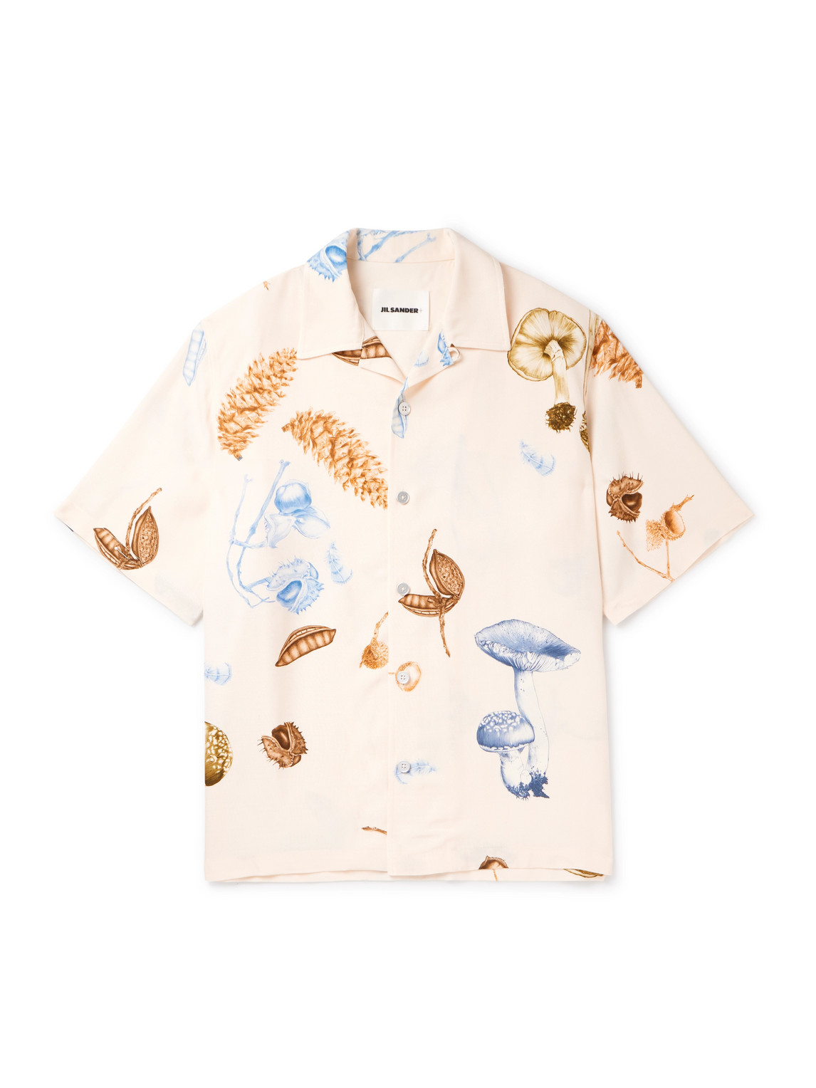 Jil Sander Convertible-collar Printed Woven Shirt In Neutrals