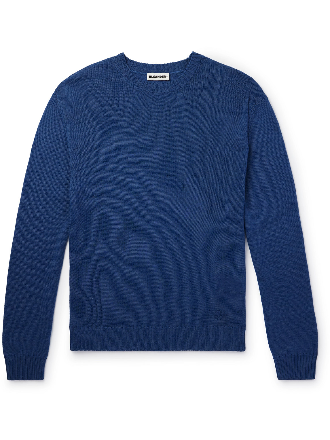 Jil Sander Logo-embroidered Wool Sweater In Blue