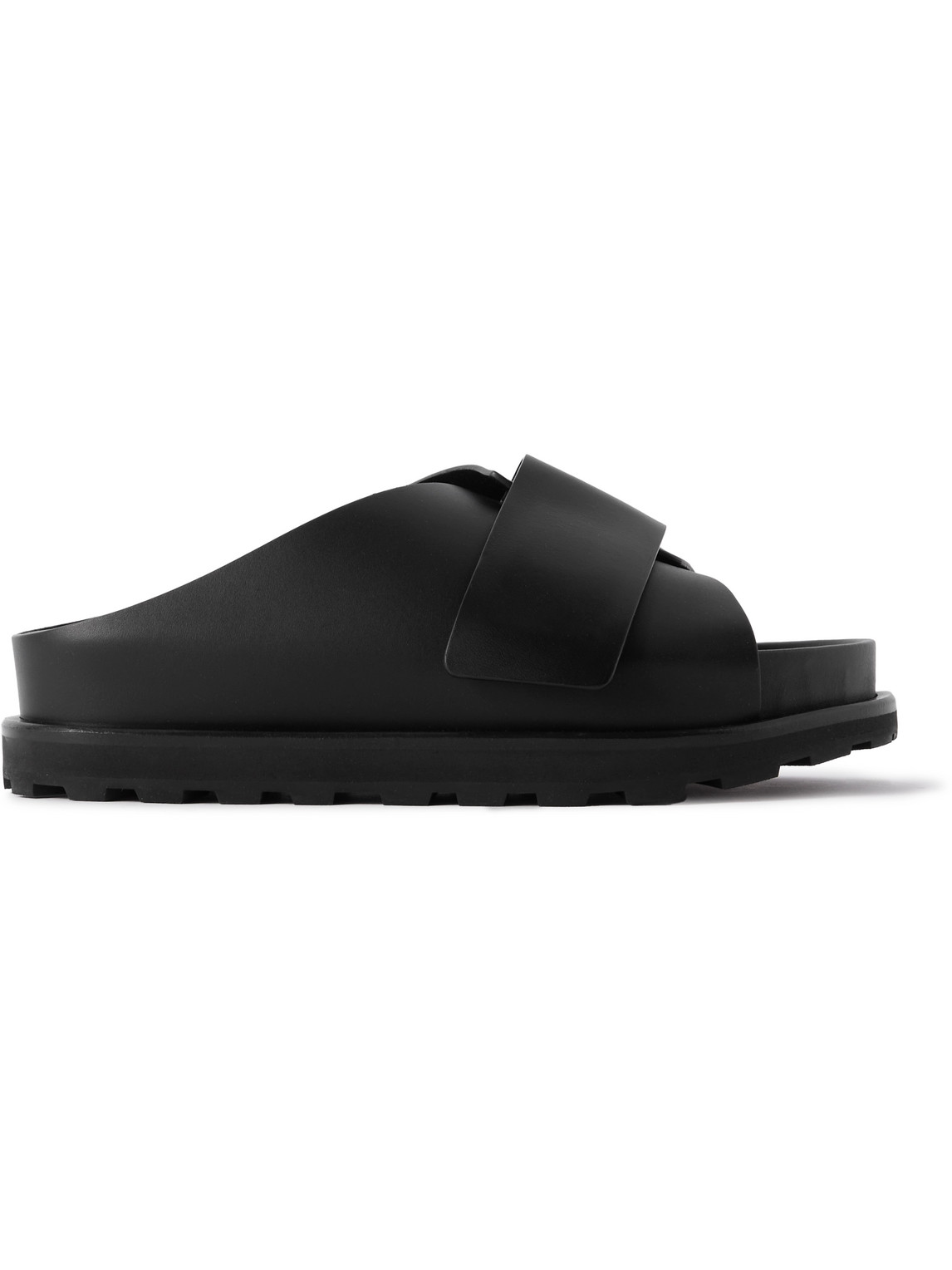 Jil Sander Slip-on Leather Slides In Black