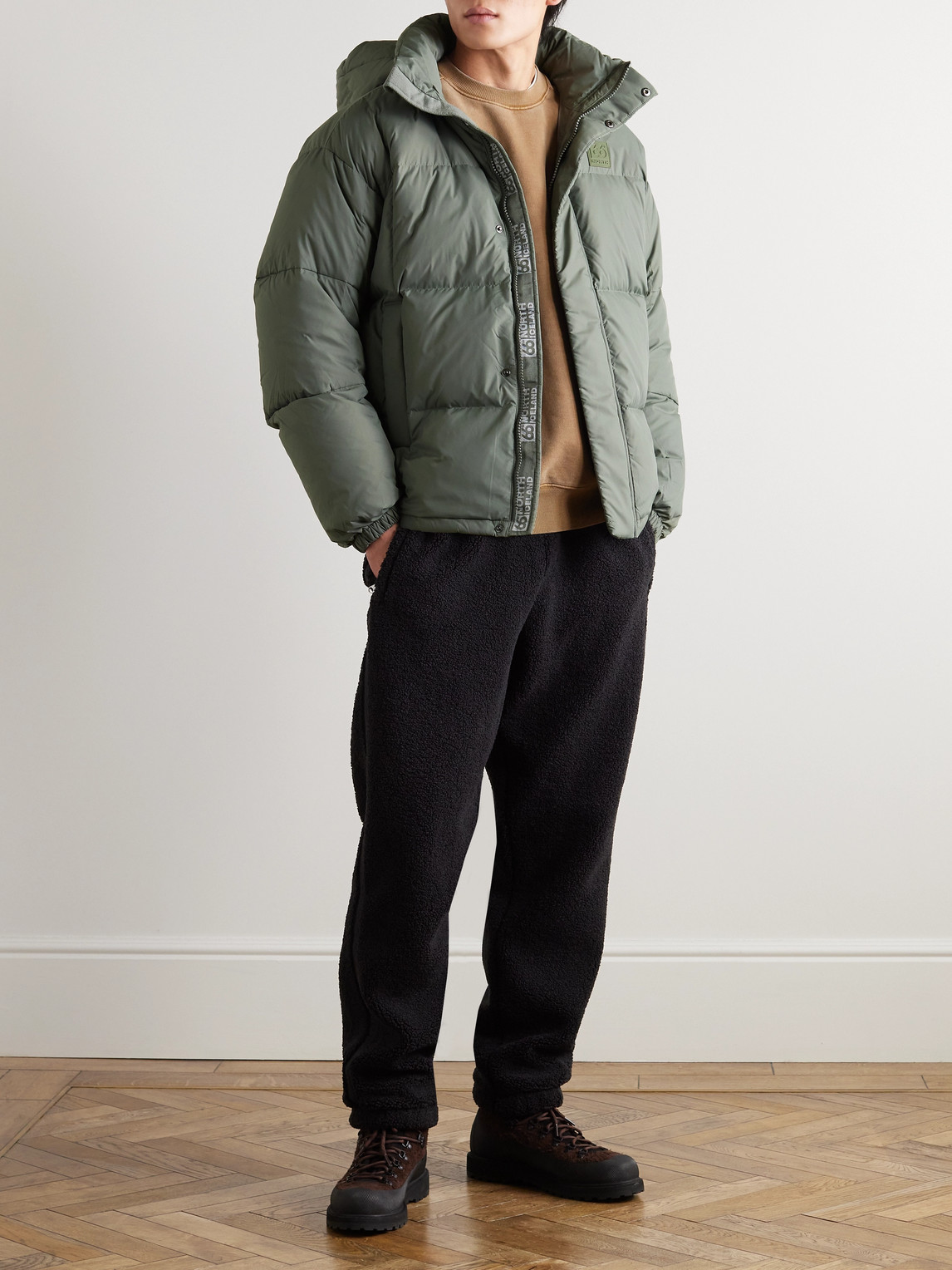 Shop 66 North Dyngja Quilted Recycled-shell Hooded Down Jacket In Green