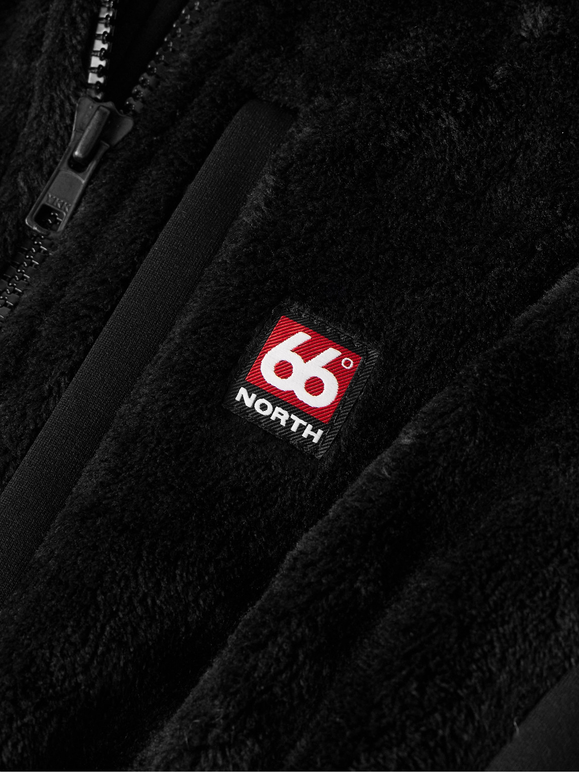 Shop 66 North Tindur Logo-appliquéd Jersey-panelled Fleece Jacket In Black