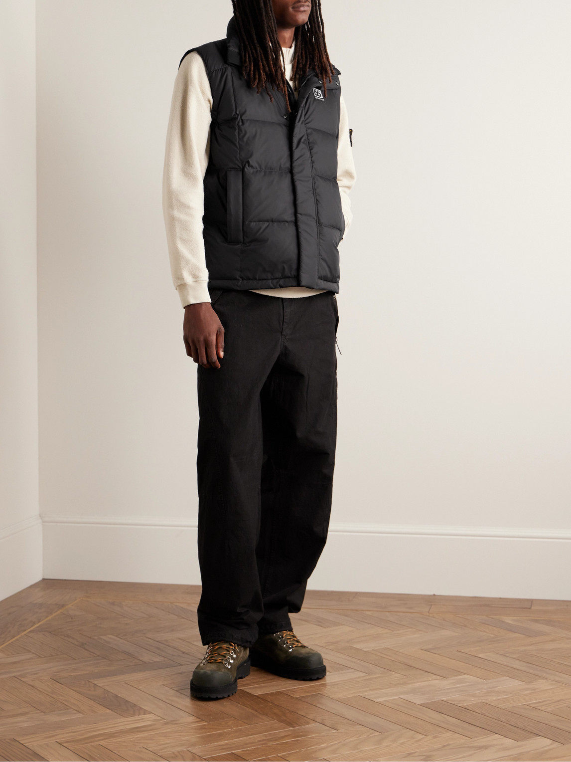 Shop 66 North Dyngja Logo-embroidered Quilted Recycled-shell Down Gilet In Black