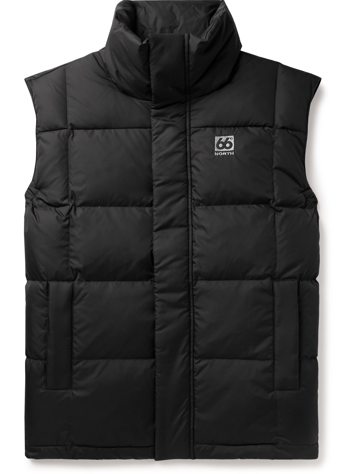 Shop 66 North Dyngja Logo-embroidered Quilted Recycled-shell Down Gilet In Black