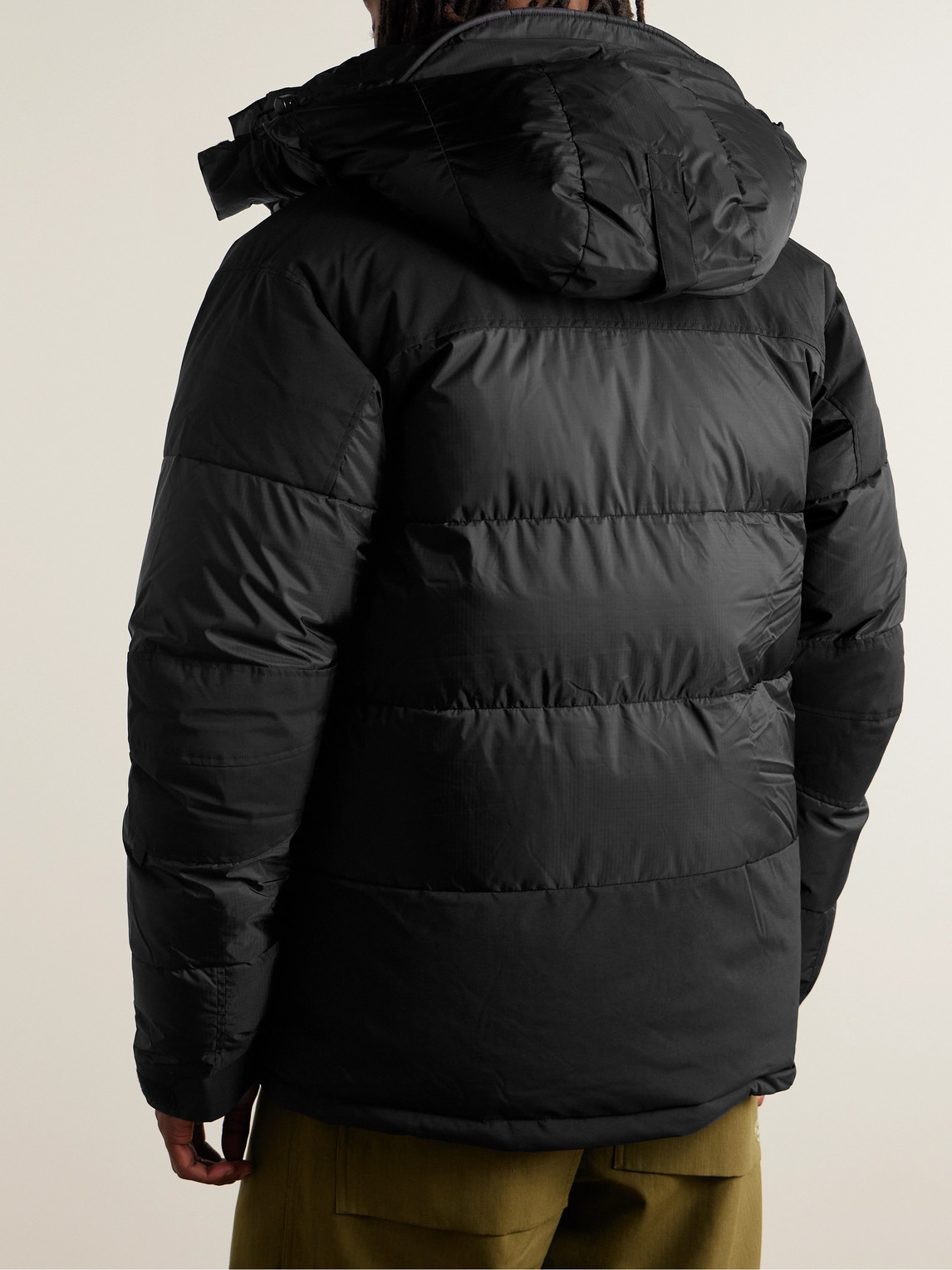 Shop 66 North Tindur Quilted Gore-tex® Infinium Hooded Down Jacket In Black