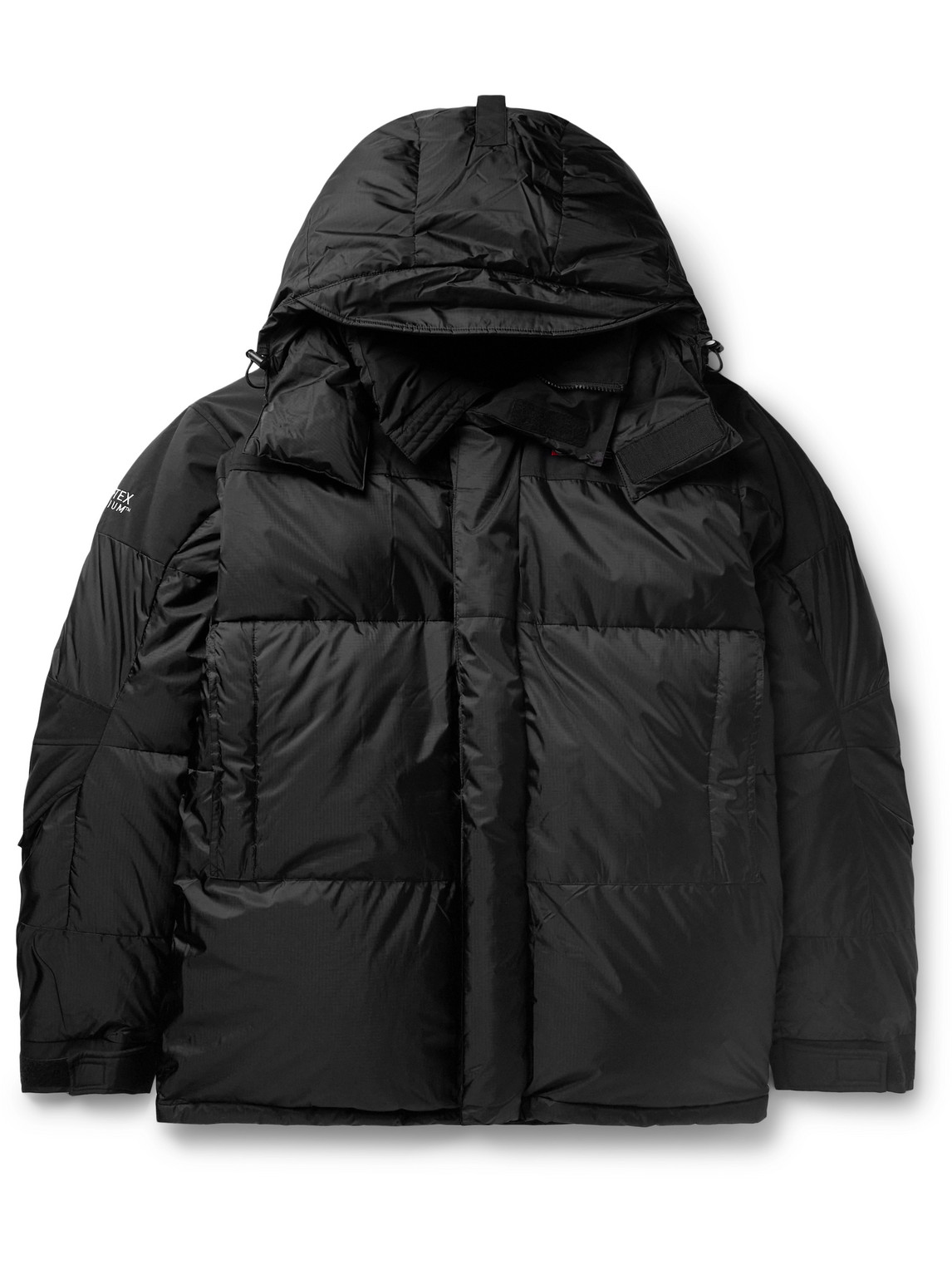 66 North Tindur Quilted Gore-tex® Infinium Hooded Down Jacket In Black