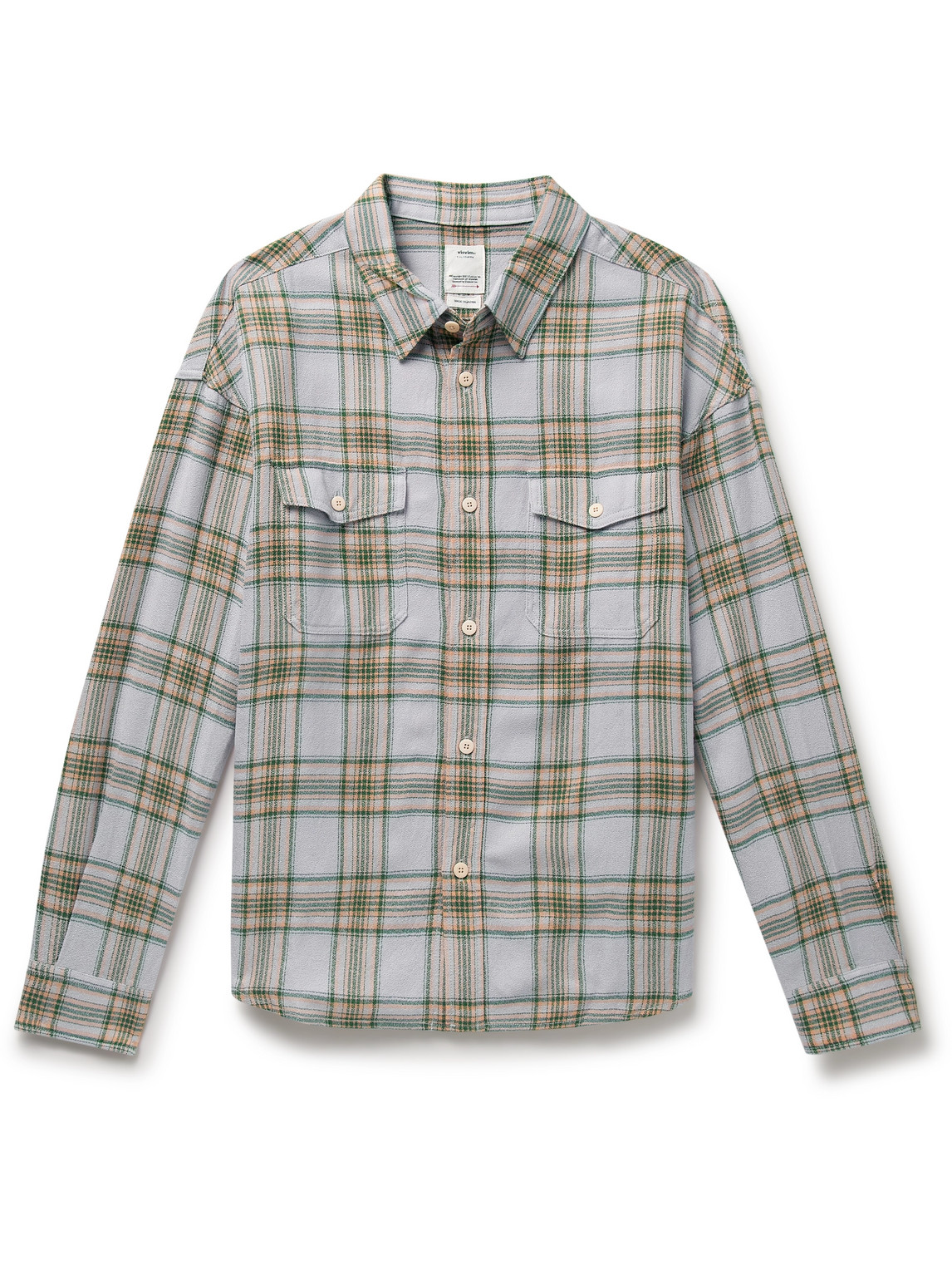Visvim Pioneer Checked Wool And Linen-blend Flannel Shirt In Grey