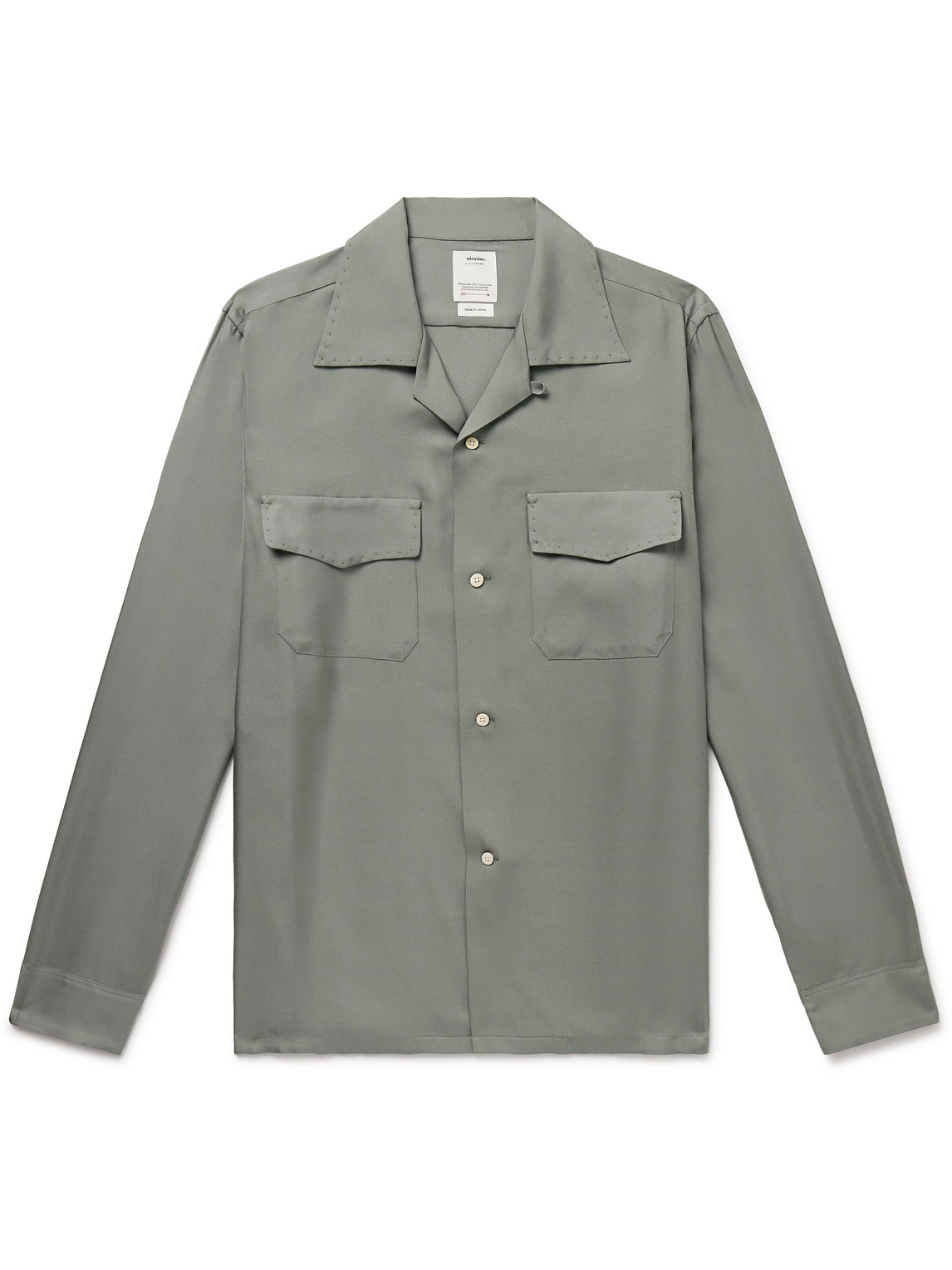 Visvim Keesey Convertible-collar Embroidered Silk-twill Shirt In Green