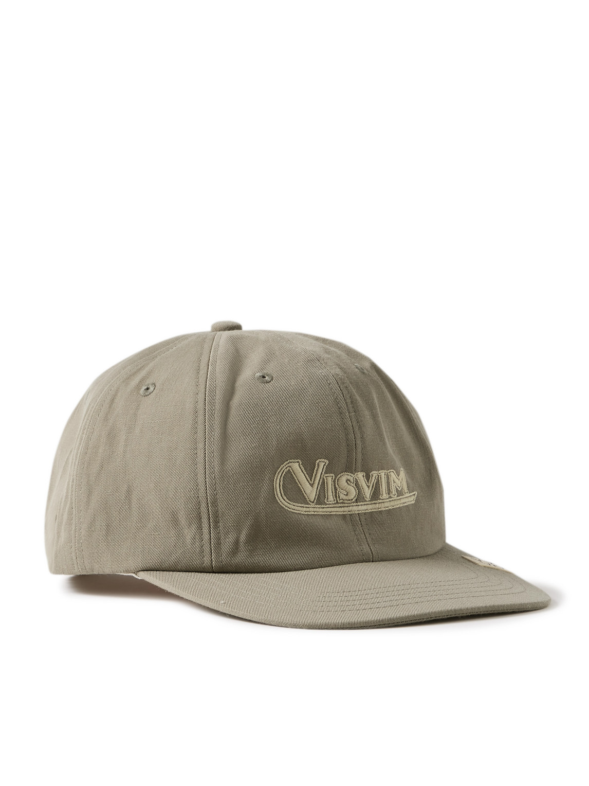 Visvim Excelsior Ii Leather-trimmed Logo-embroidered Wool And Linen-blend Twill Baseball Cap In Green
