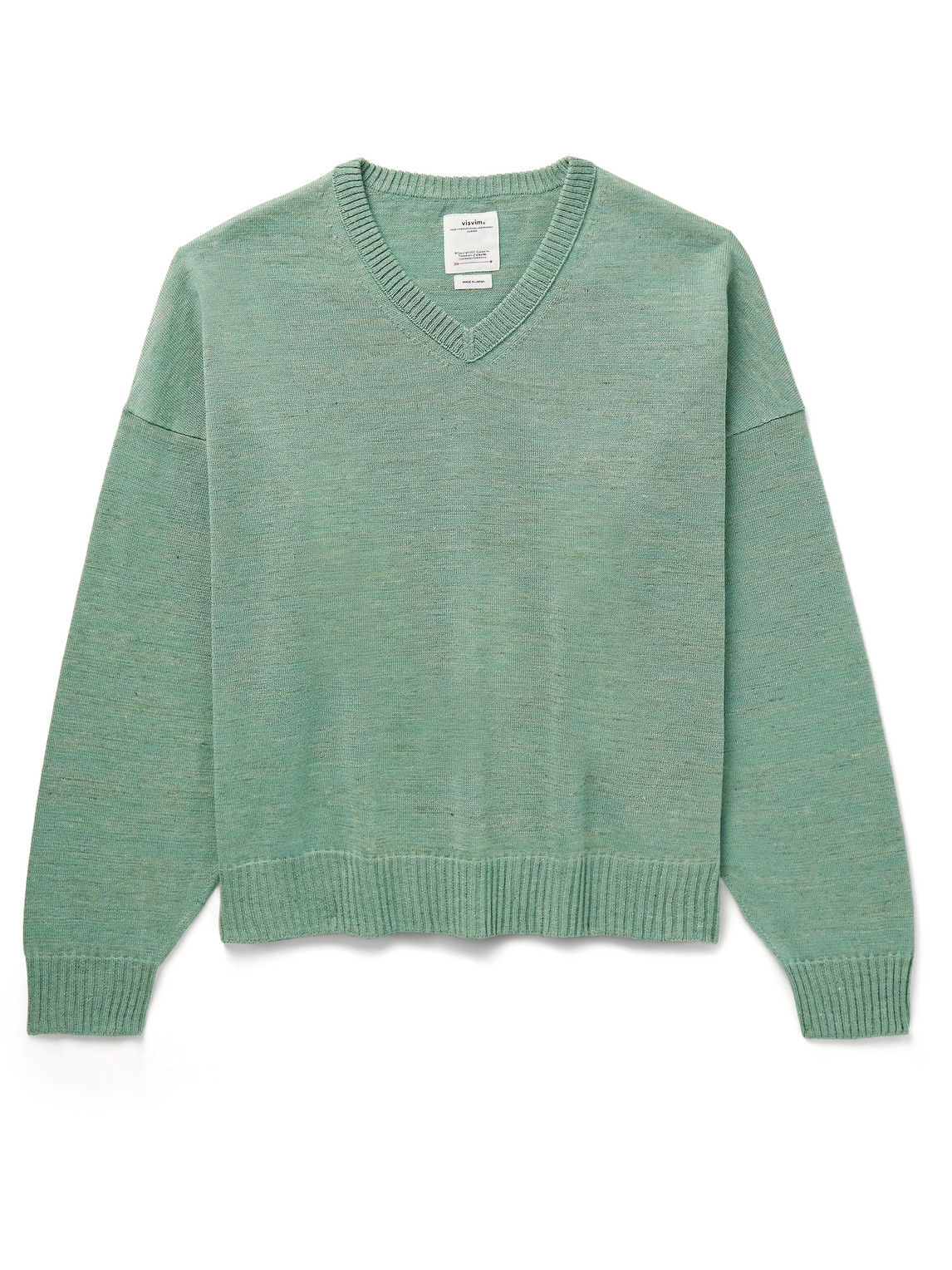 Visvim Selmer Wool And Linen-blend Sweater In Green