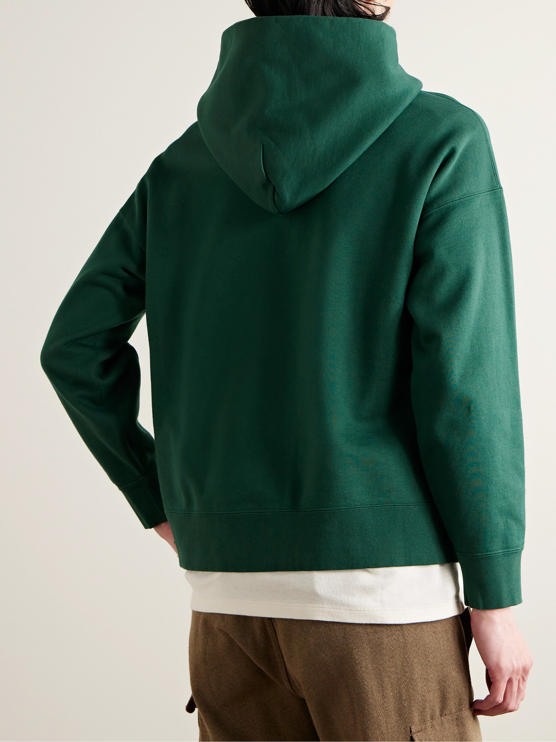 Shop Visvim Ultimate Jumbo Sea Island Cotton-jersey Hoodie In Green