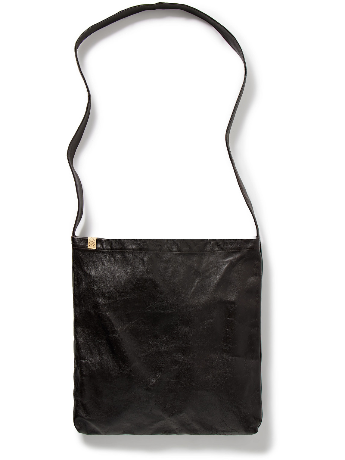 Record Crinkled-Leather Messenger Bag