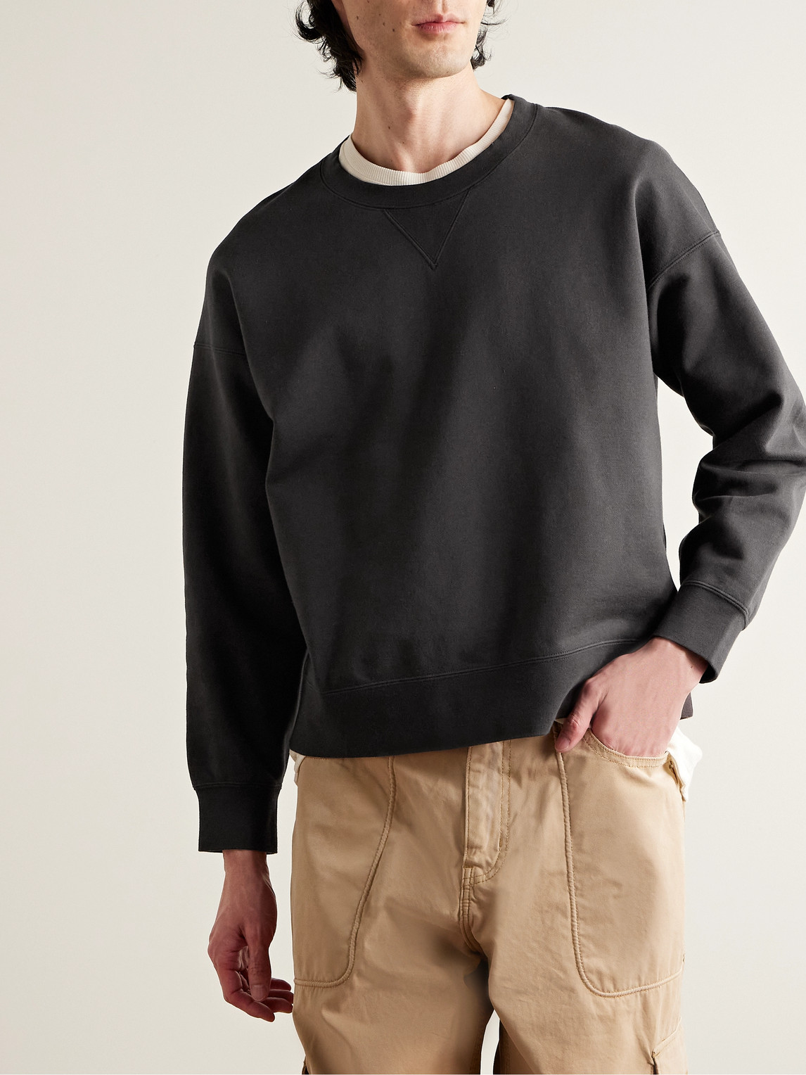 Shop Visvim Ultimate Jumbo Sb Cotton-jersey Sweatshirt In Black