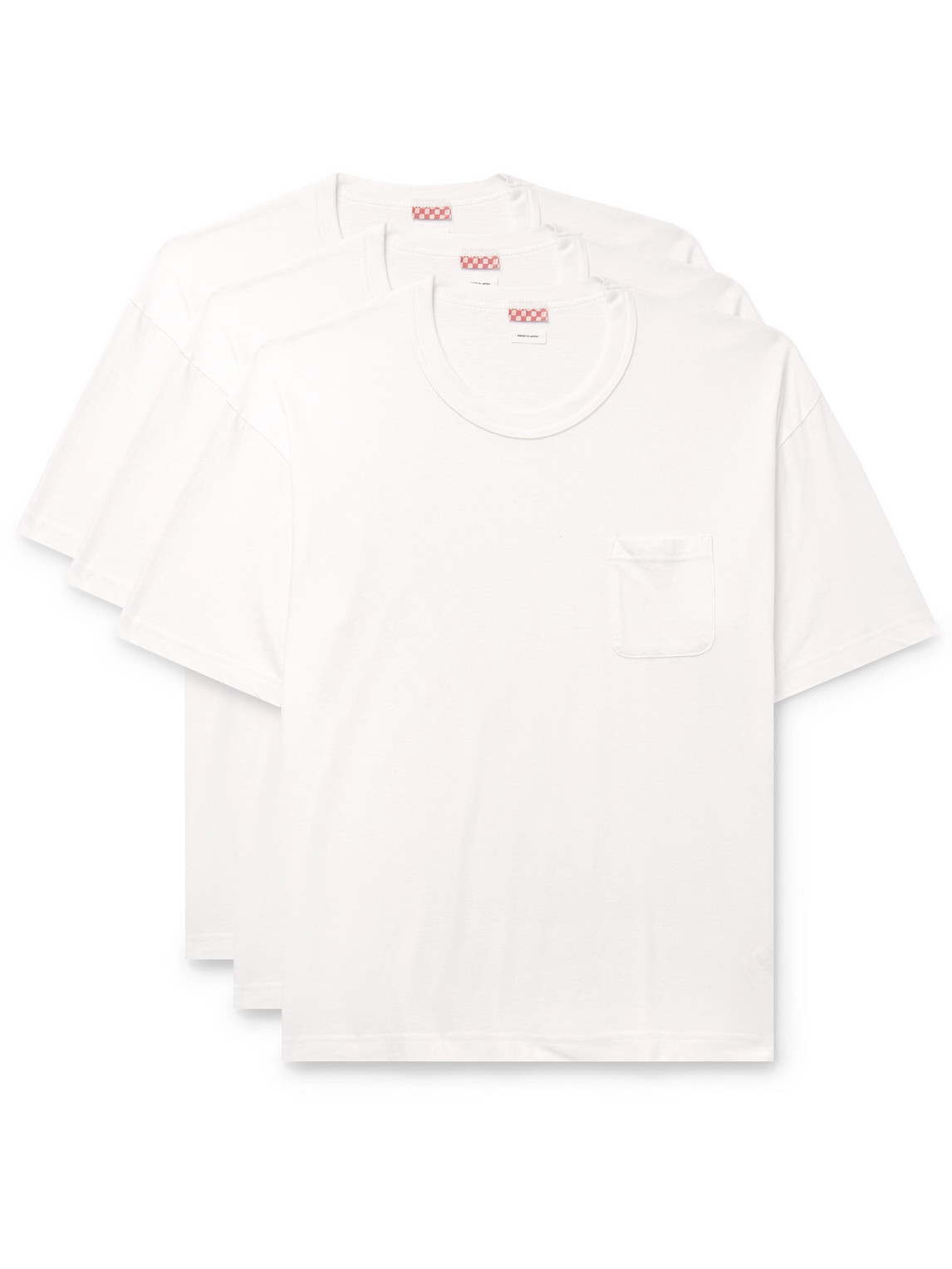 Visvim Sublig Jumbo Three-pack Cotton-blend Jersey T-shirts In White