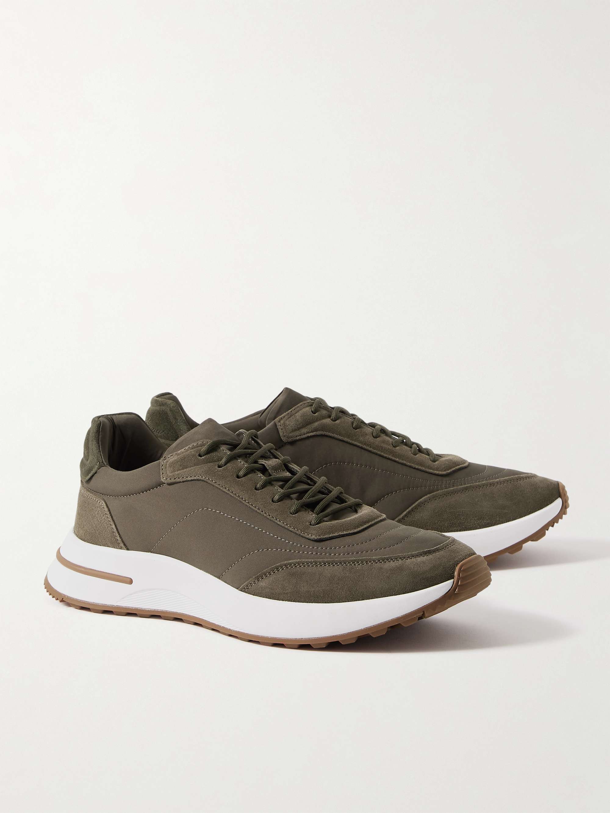 LORO PIANA Weekend Walk Suede-Trimmed Shell Sneakers