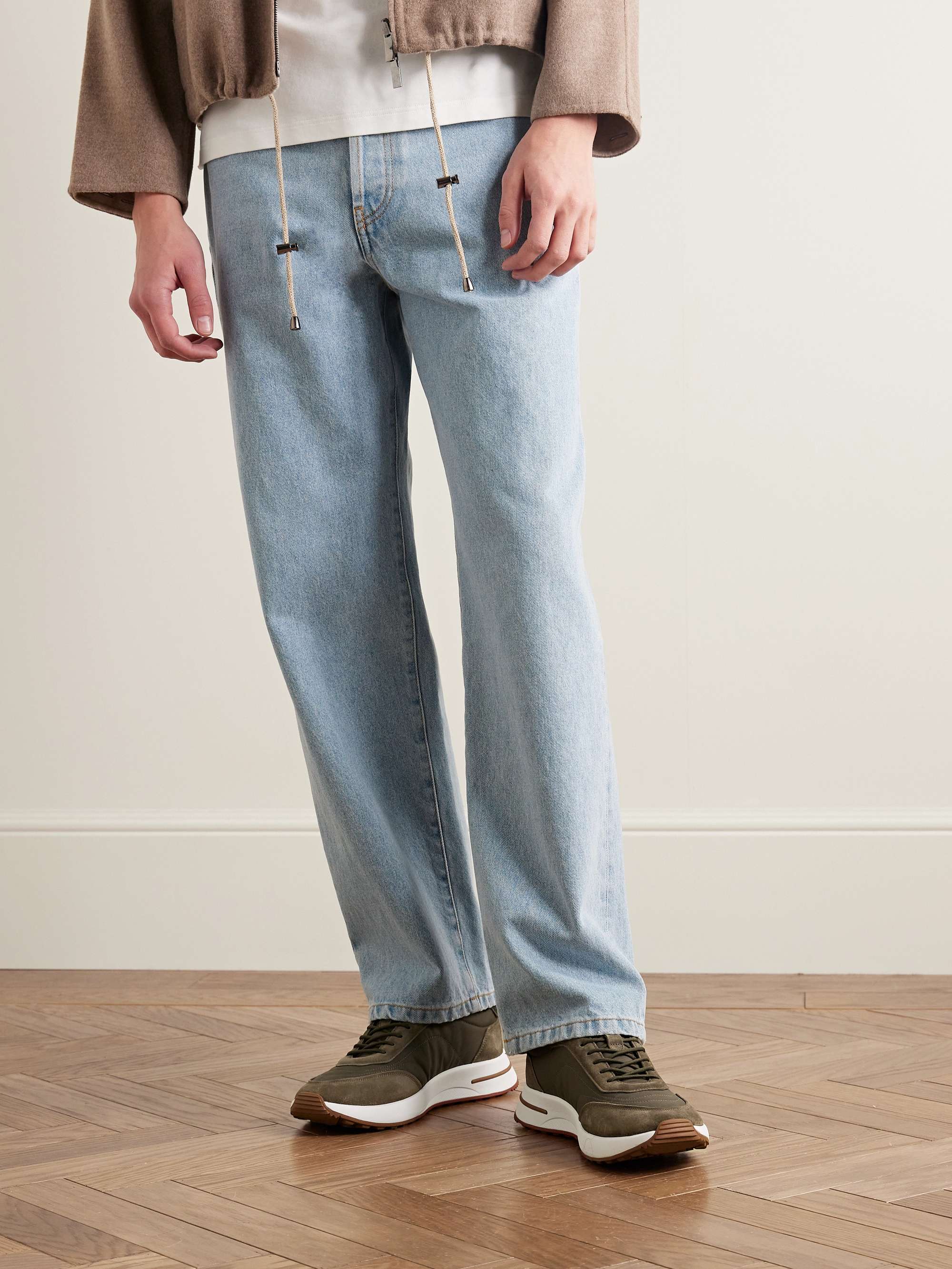 LORO PIANA Weekend Walk Suede-Trimmed Shell Sneakers