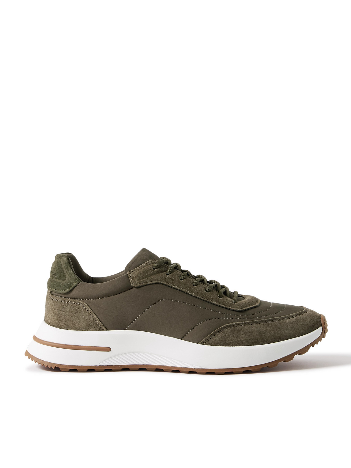 Loro Piana Weekend Walk Suede-trimmed Shell Trainers In Green